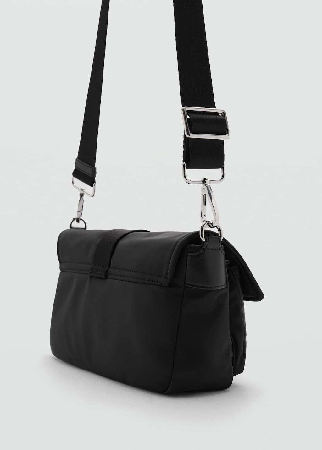 Black Plain Shoulder Bag, Black, large image number 2