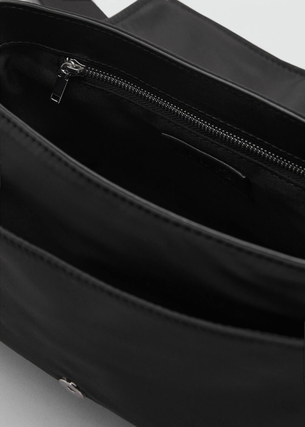 Black Plain Shoulder Bag, Black, large image number 4