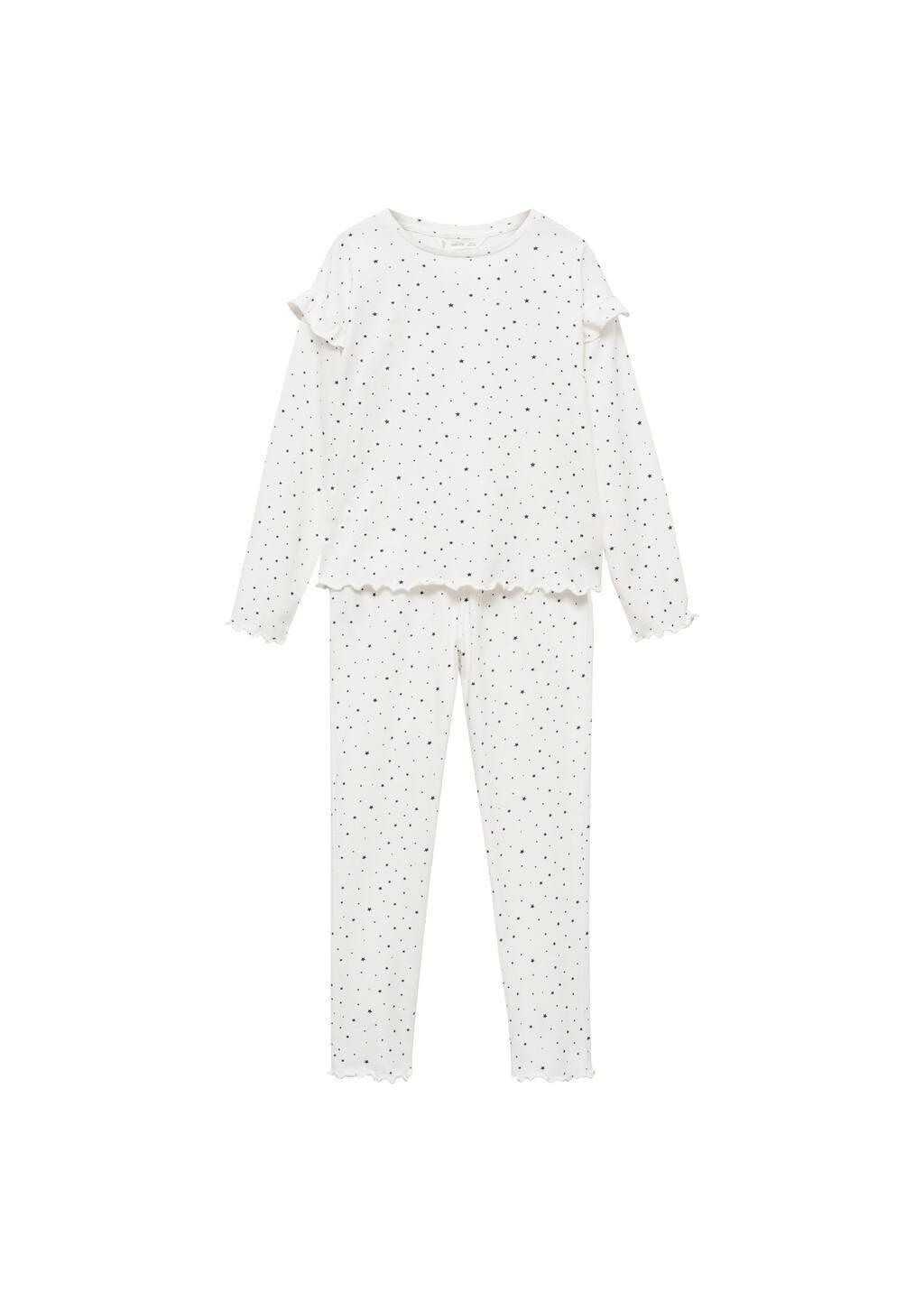 White Long Star-Print Pyjamas, Kids Girl, , medium