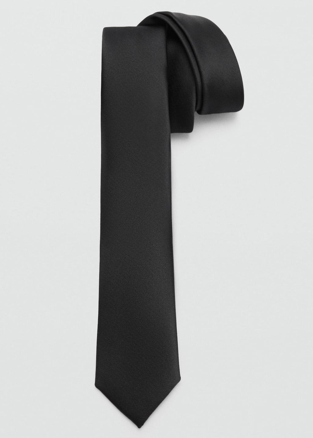 Black Narrow Tie, Black, large image number 0