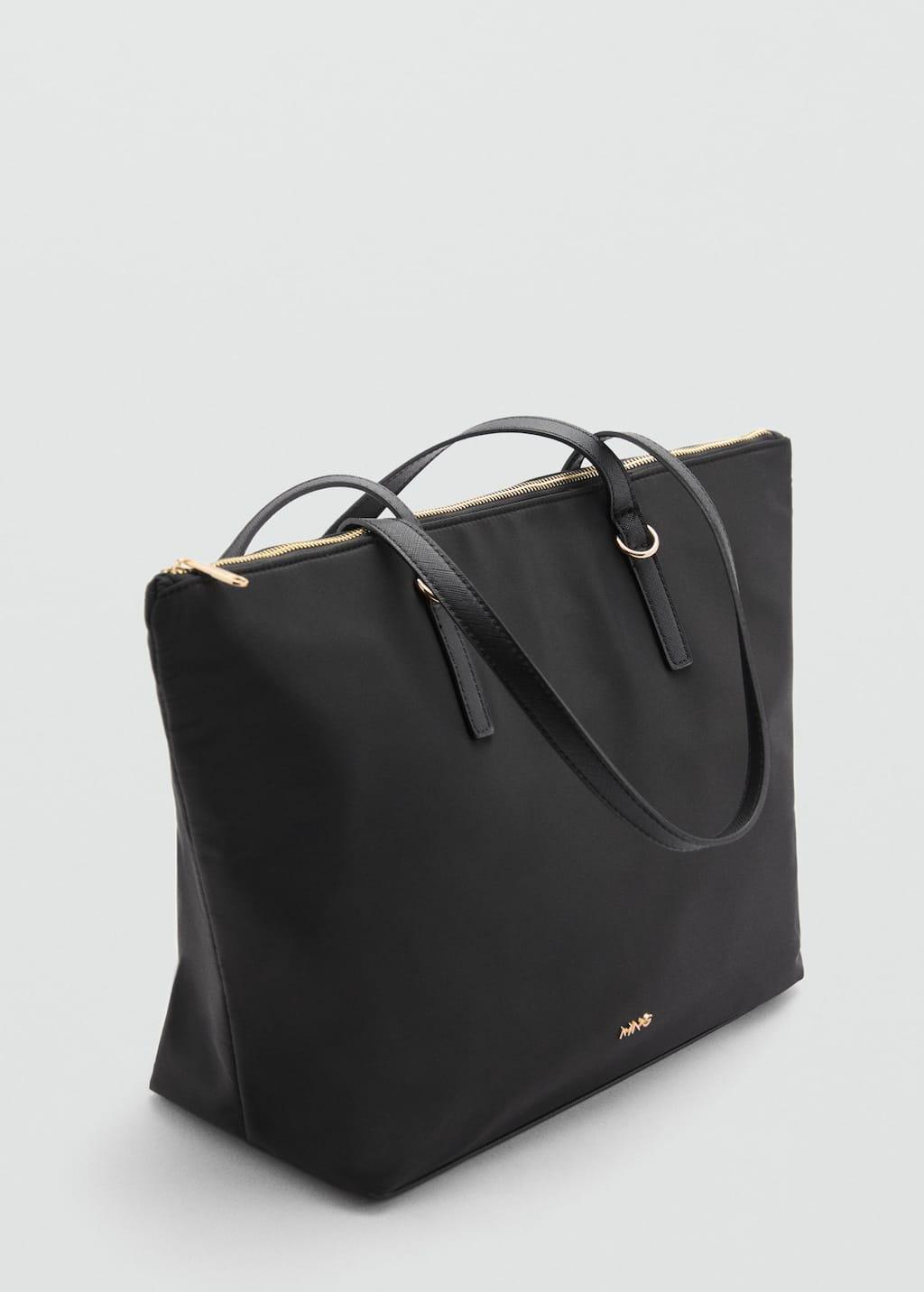 Black Nylon Shopper Bag, Black, large image number 0