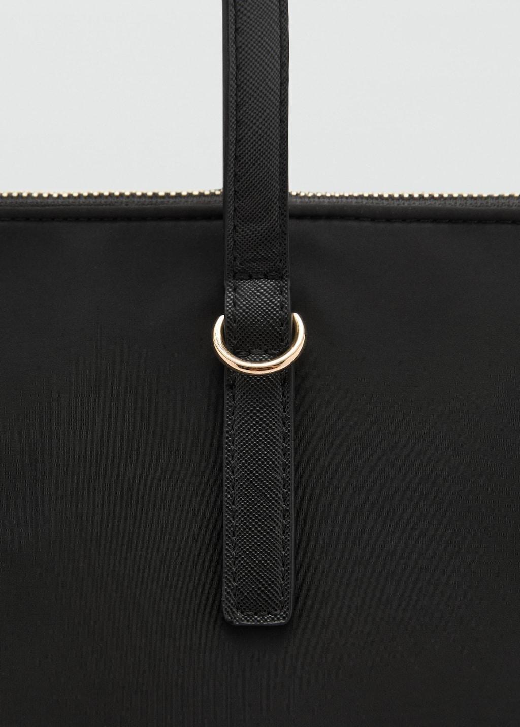 Black Nylon Shopper Bag, Black, large image number 1