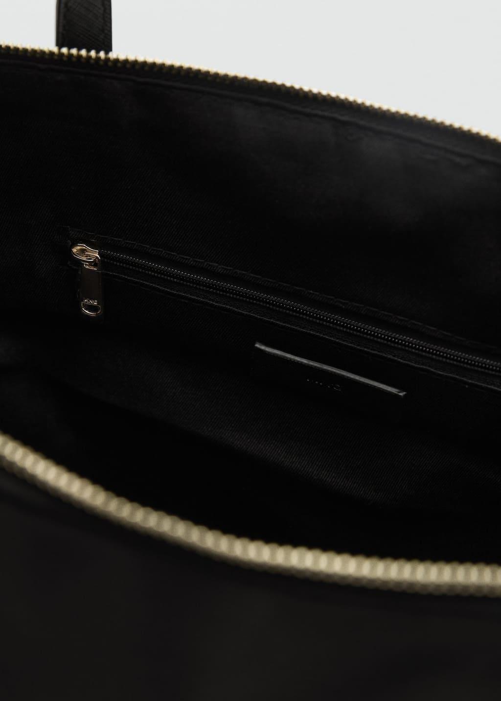 Black Nylon Shopper Bag, Black, large image number 2