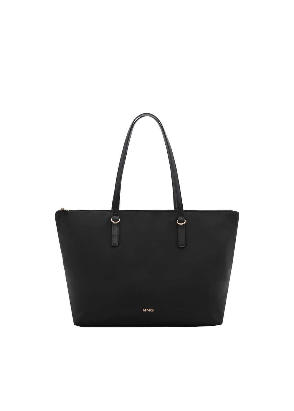Black Nylon Shopper Bag, Black, large image number 3
