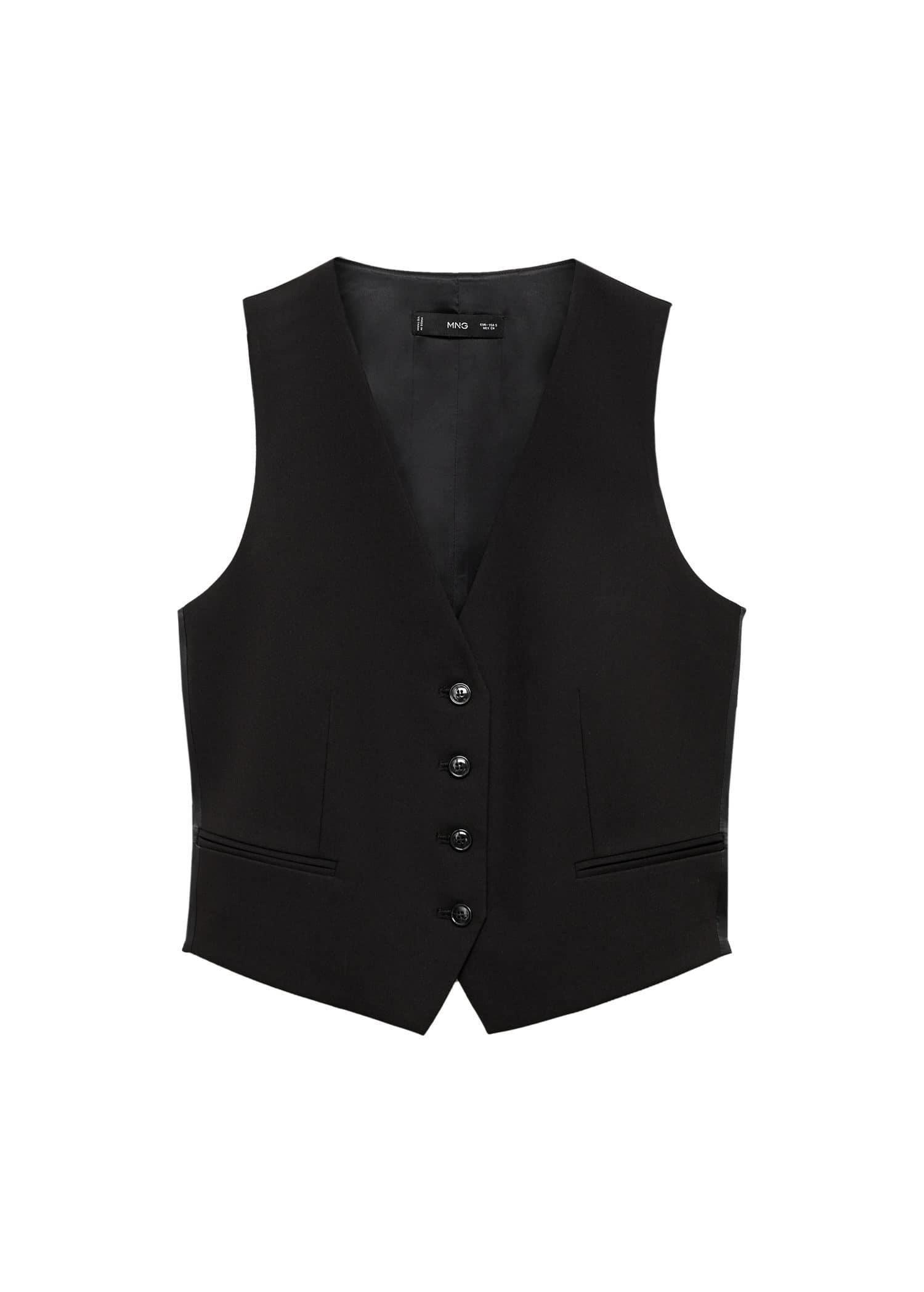Black Suit Waistcoat With Buttons, , large image number 3