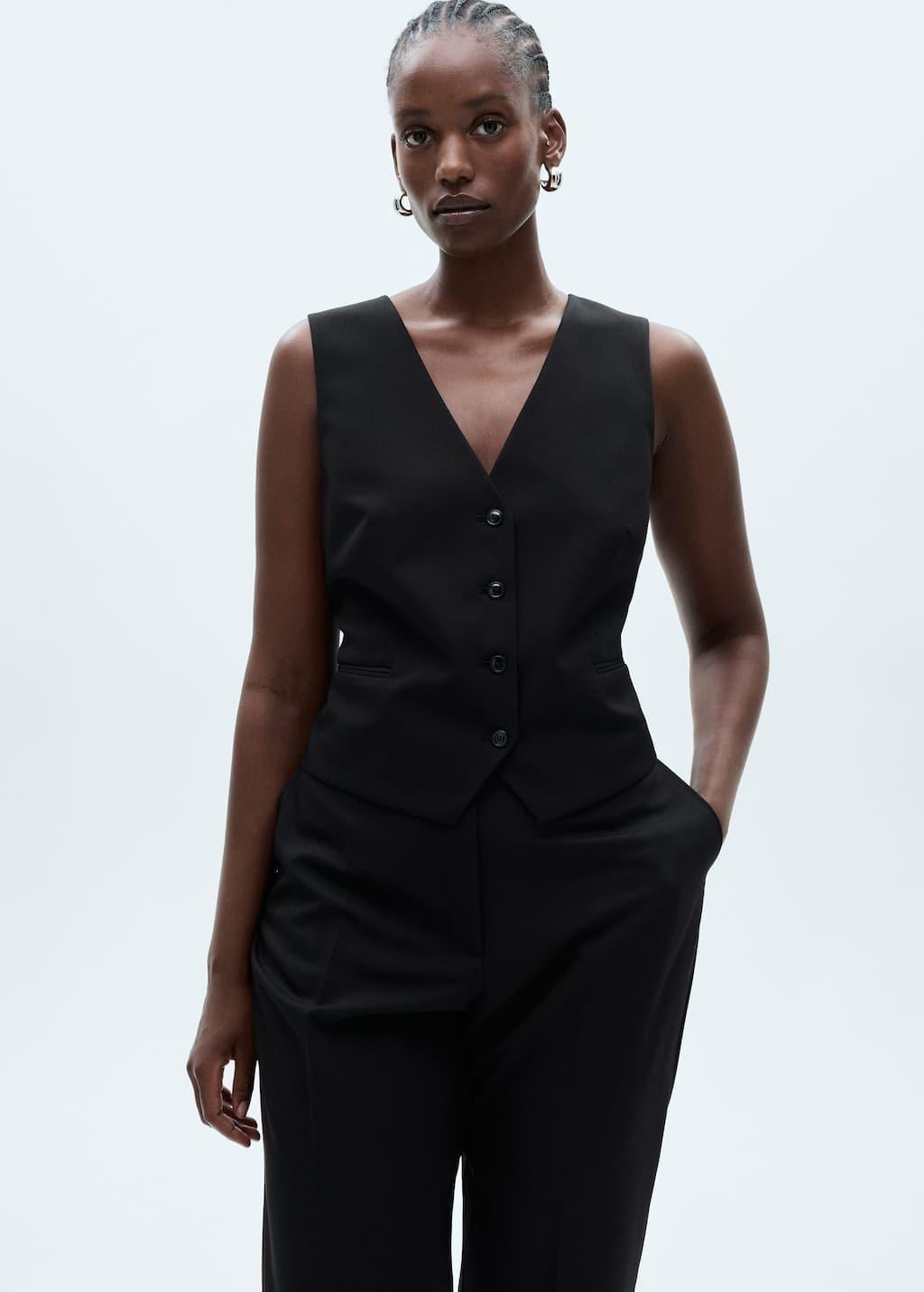 Black Suit Waistcoat With Buttons, , large image number 8