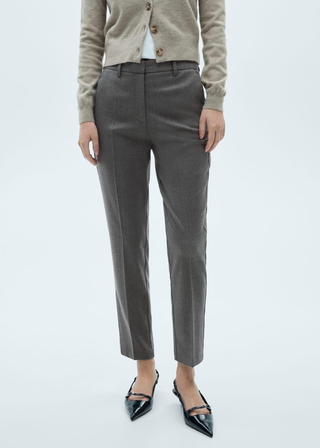 Grey Mid-Rise Skinny Trousers, , large image number 1