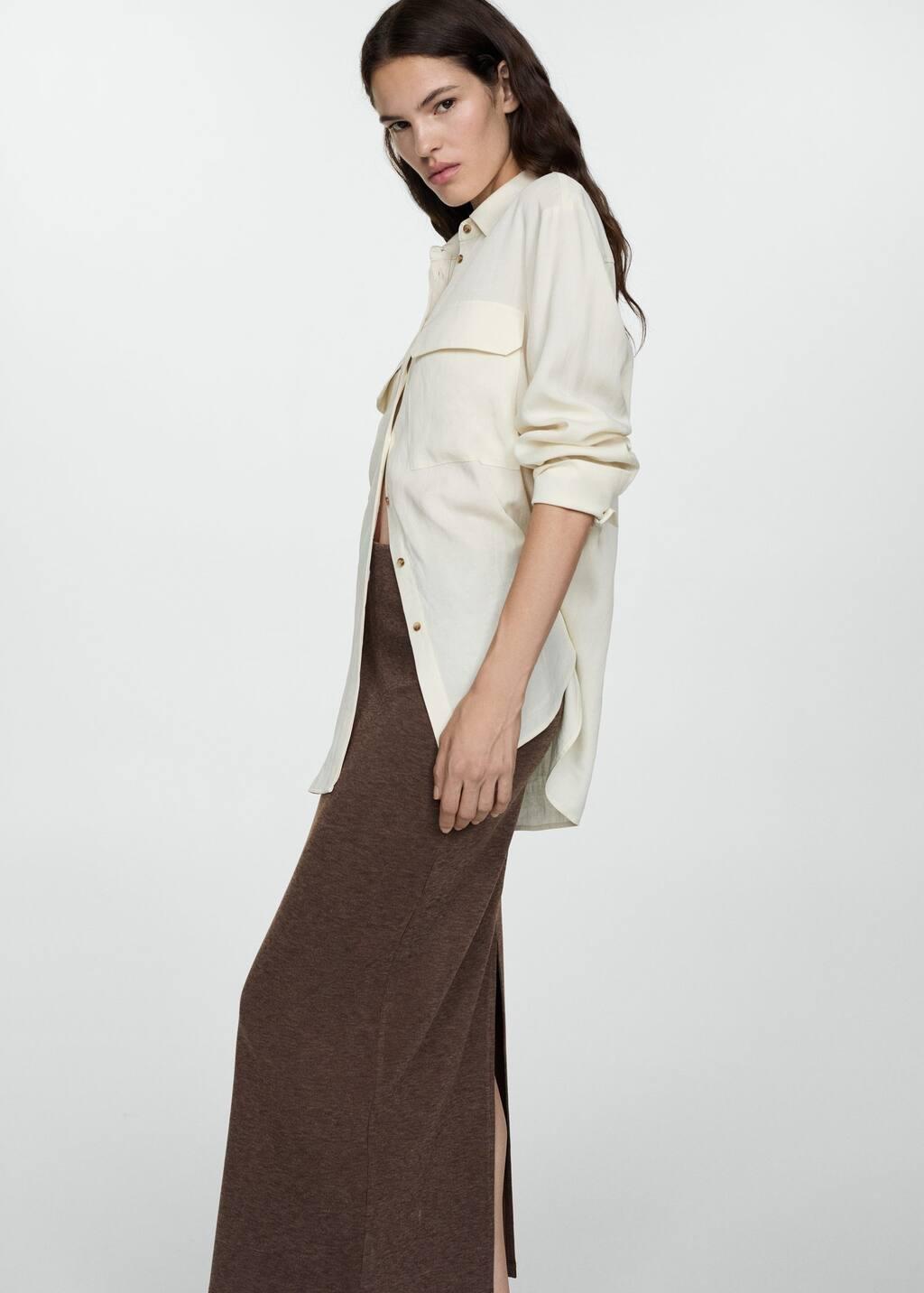 Brown Long Knitted Skirt, , large image number 2
