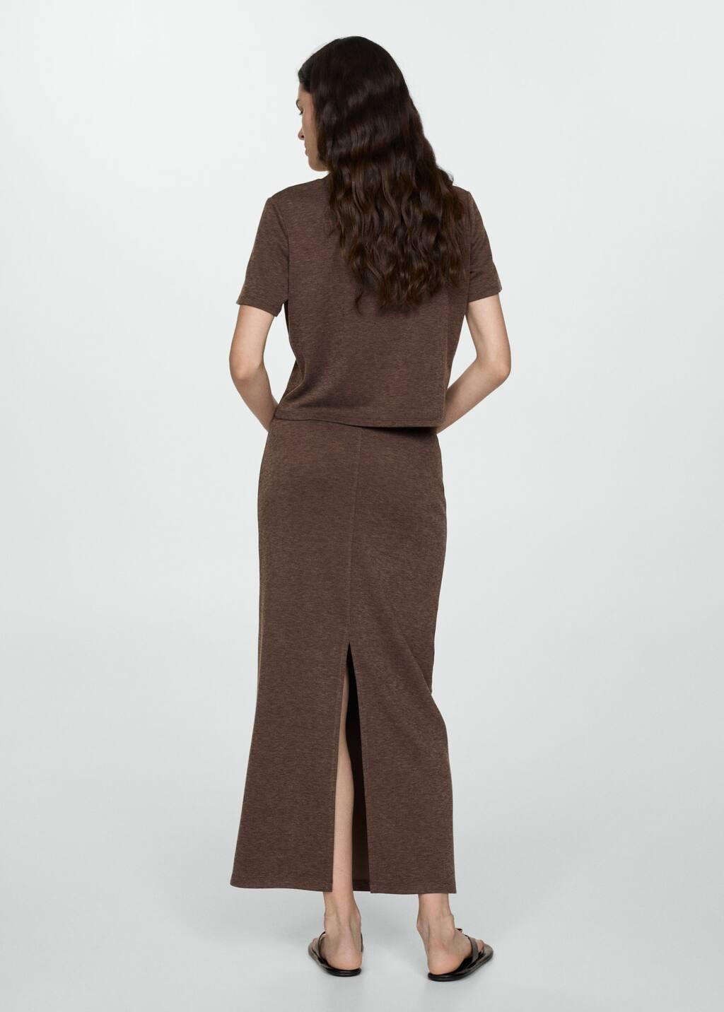 Brown Long Knitted Skirt, , large image number 5