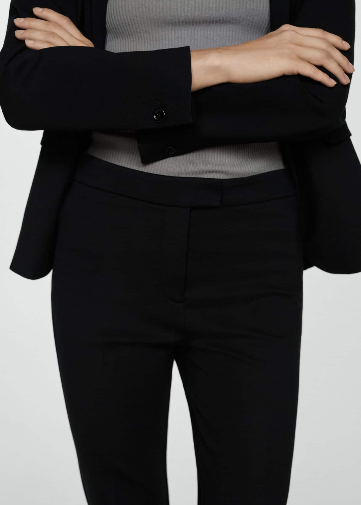 Black Rome-Knit Straight Trousers, , large image number 1
