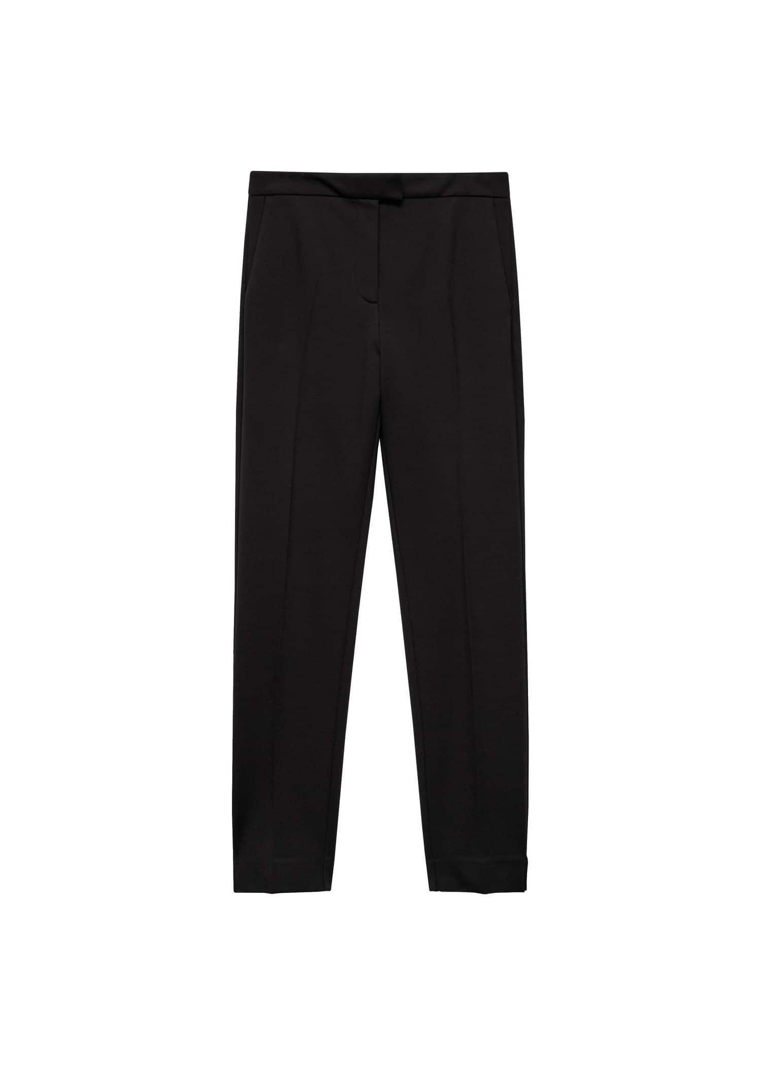 Black Rome-Knit Straight Trousers, , large image number 3
