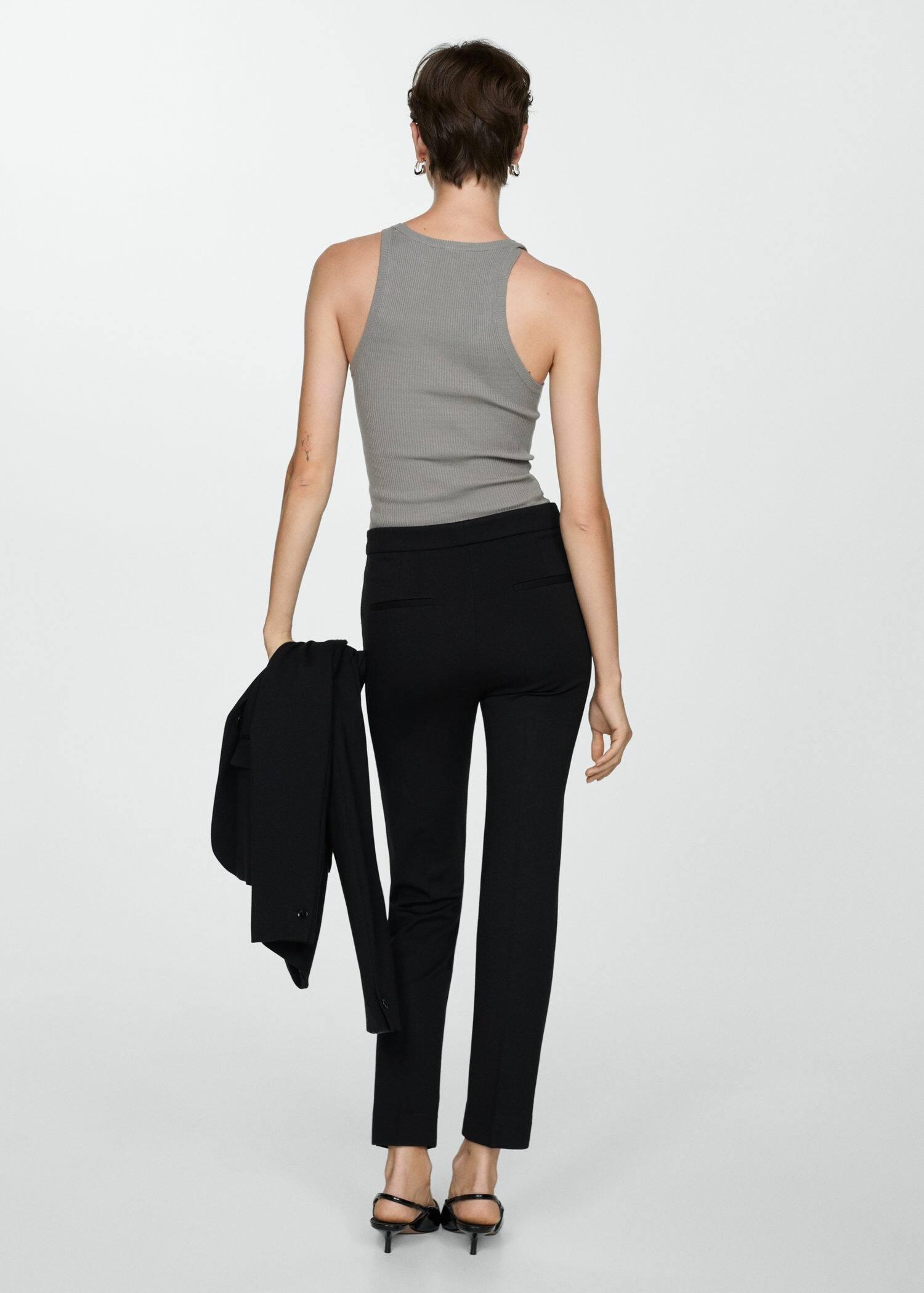 Black Rome-Knit Straight Trousers, , large image number 4