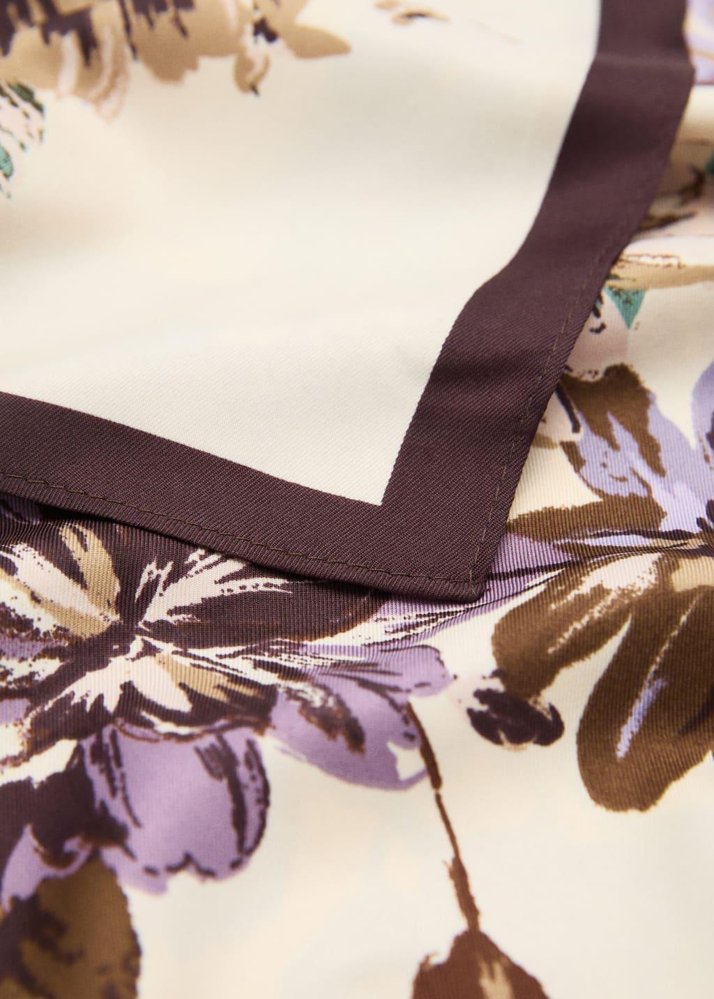 Beige Flowers Printed Scarf, Light Beige, large image number 0