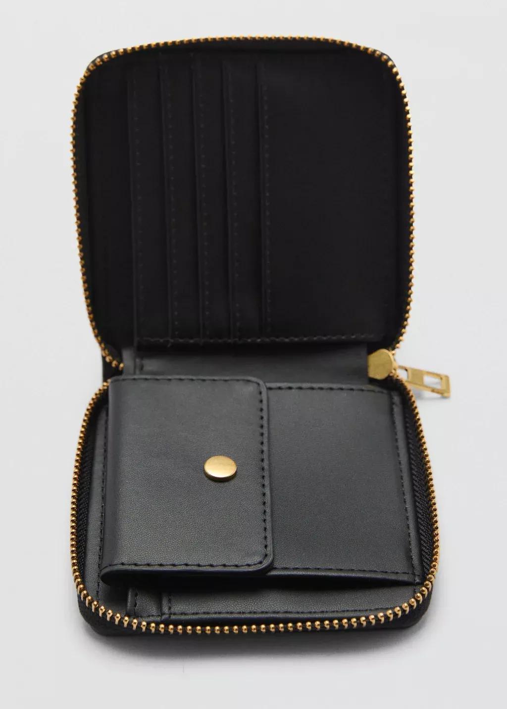 Black Leather-Effect Wallet, Black, large image number 1