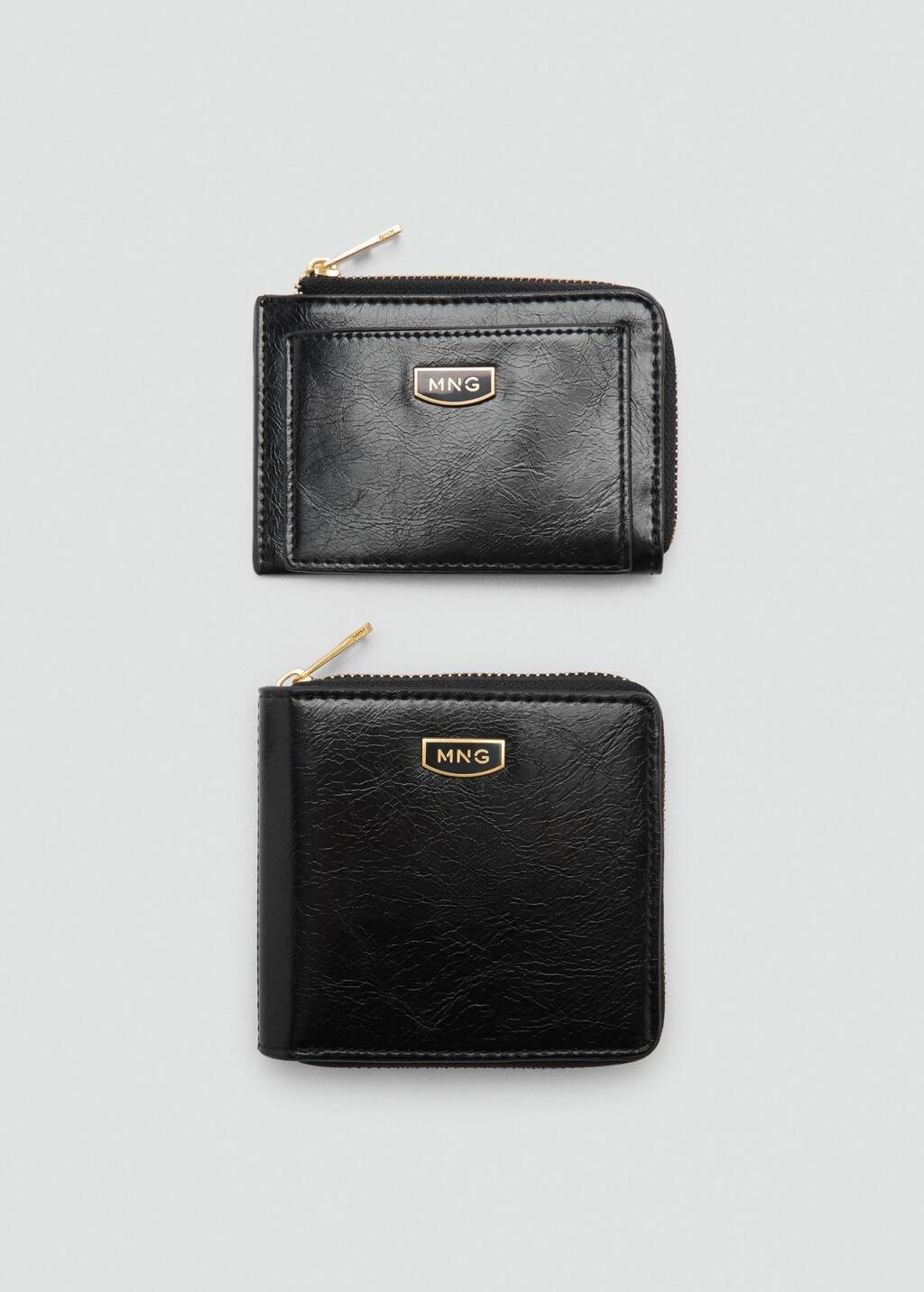 Black Leather-Effect Wallet, Black, large image number 2