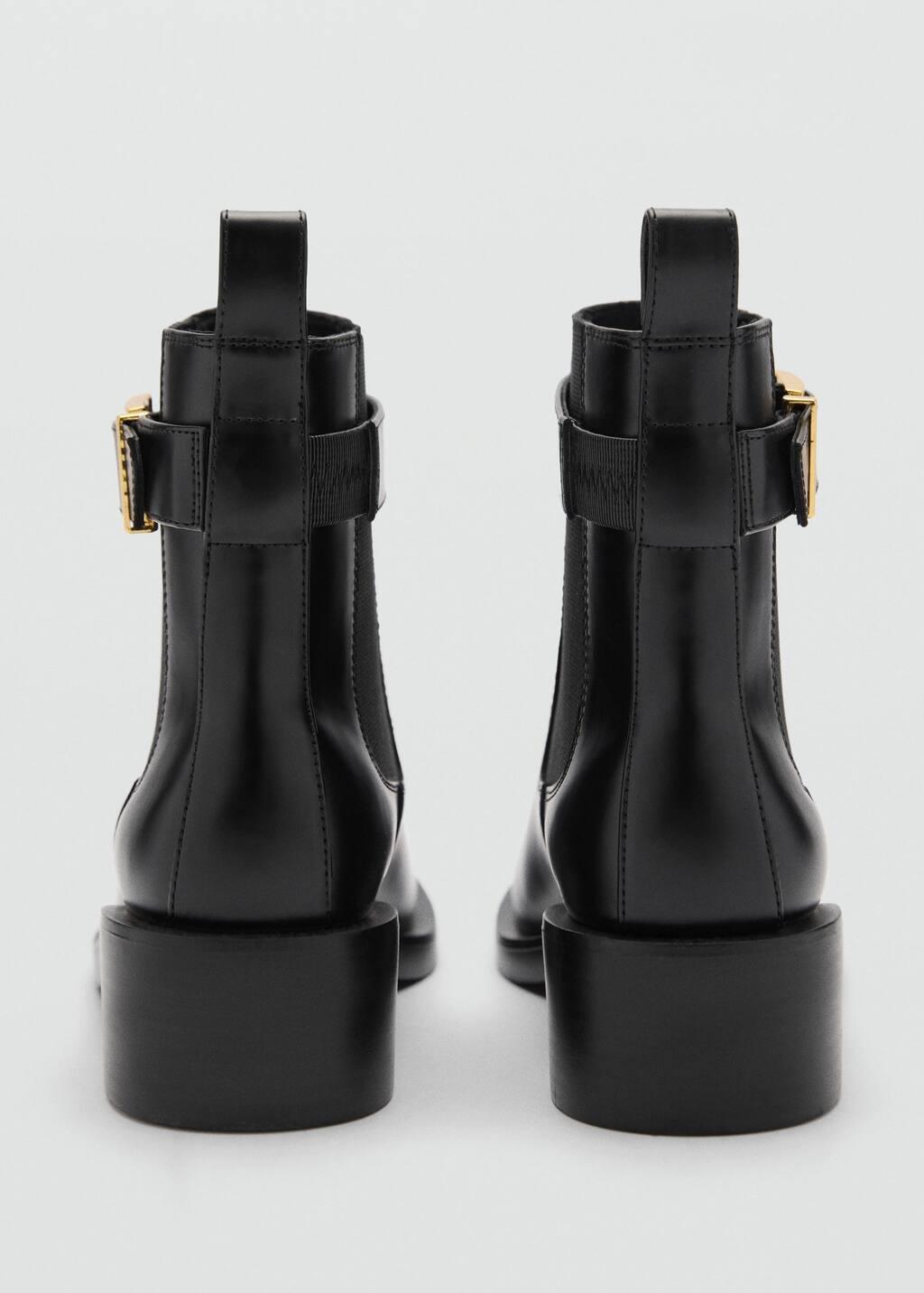 Black Ankle Boots With Elastic Panel And Buckle, , large image number 2