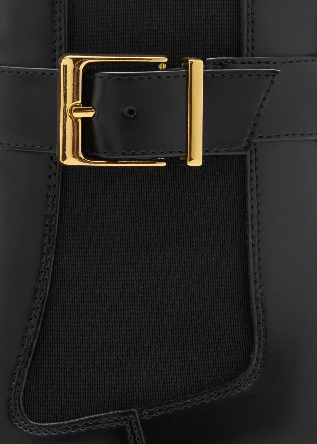 Black Ankle Boots With Elastic Panel And Buckle, , large image number 4
