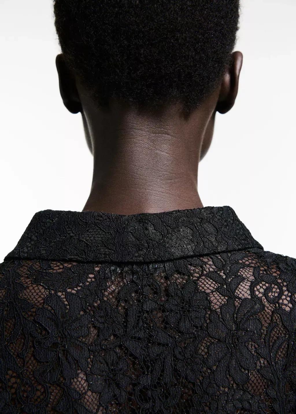 Black Transparent Lace Shirt, , large image number 1