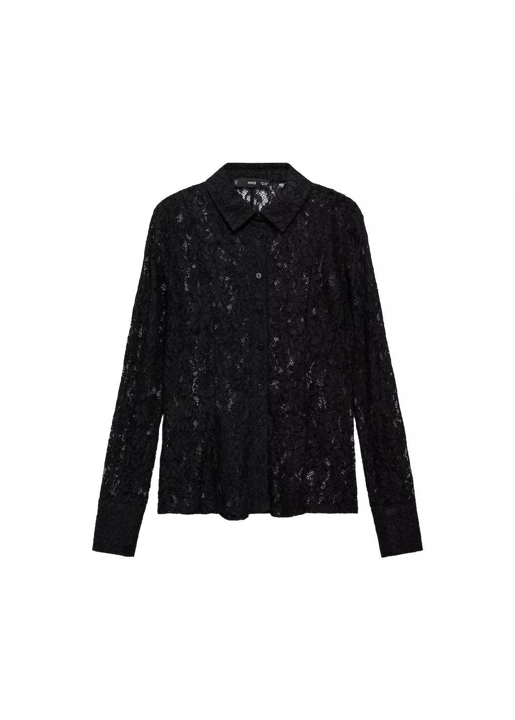 Black Transparent Lace Shirt, , large image number 3