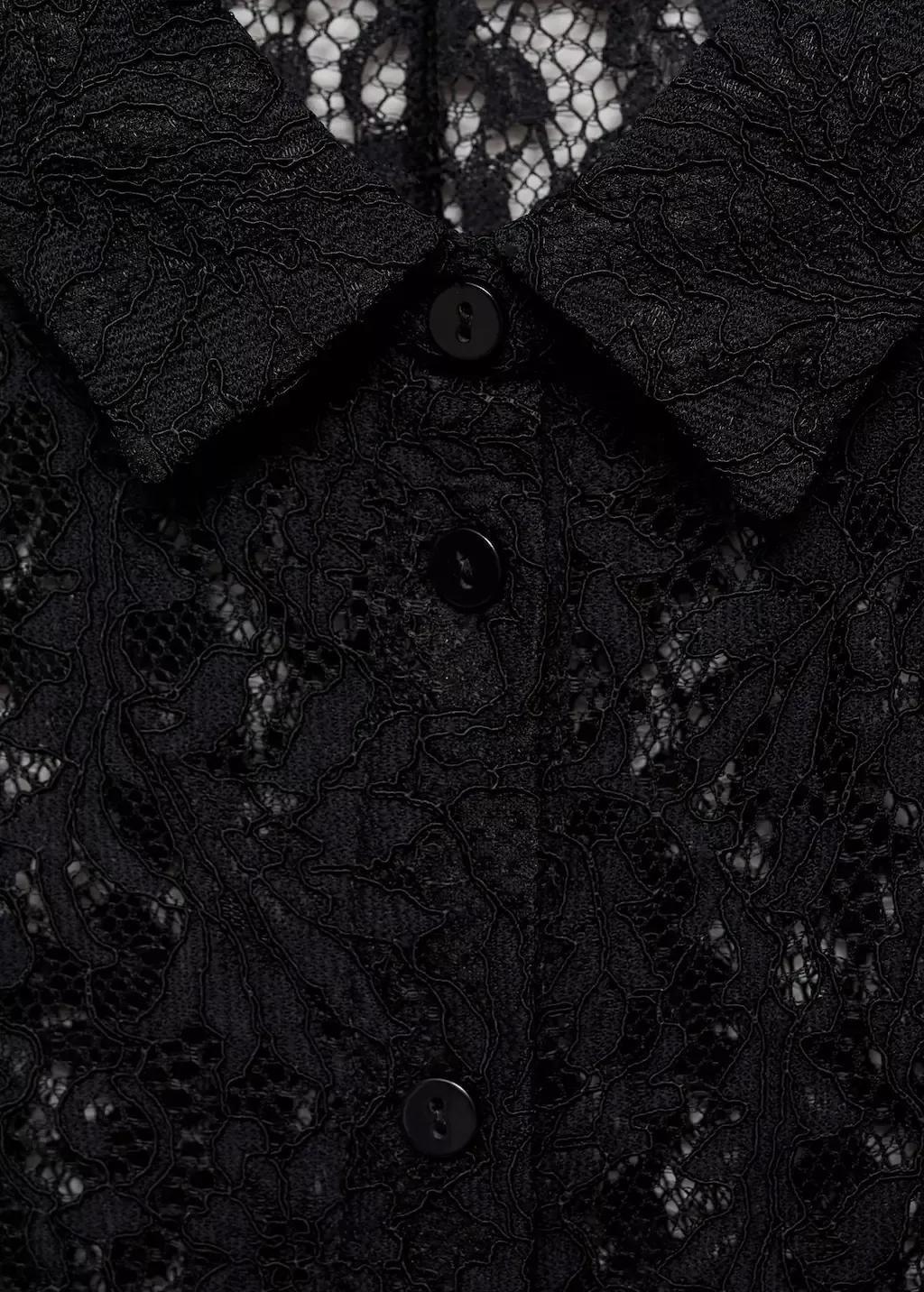 Black Transparent Lace Shirt, , large image number 5