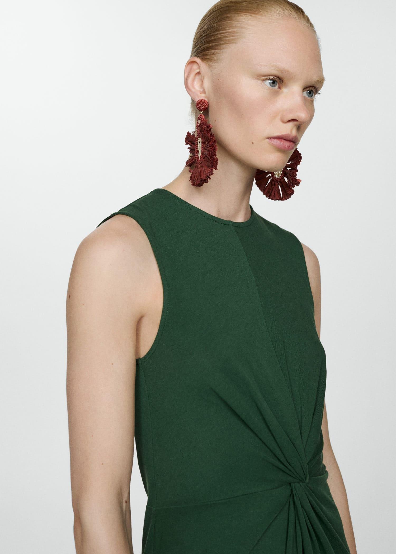 Green Draped Midi-Dress, , large image number 0
