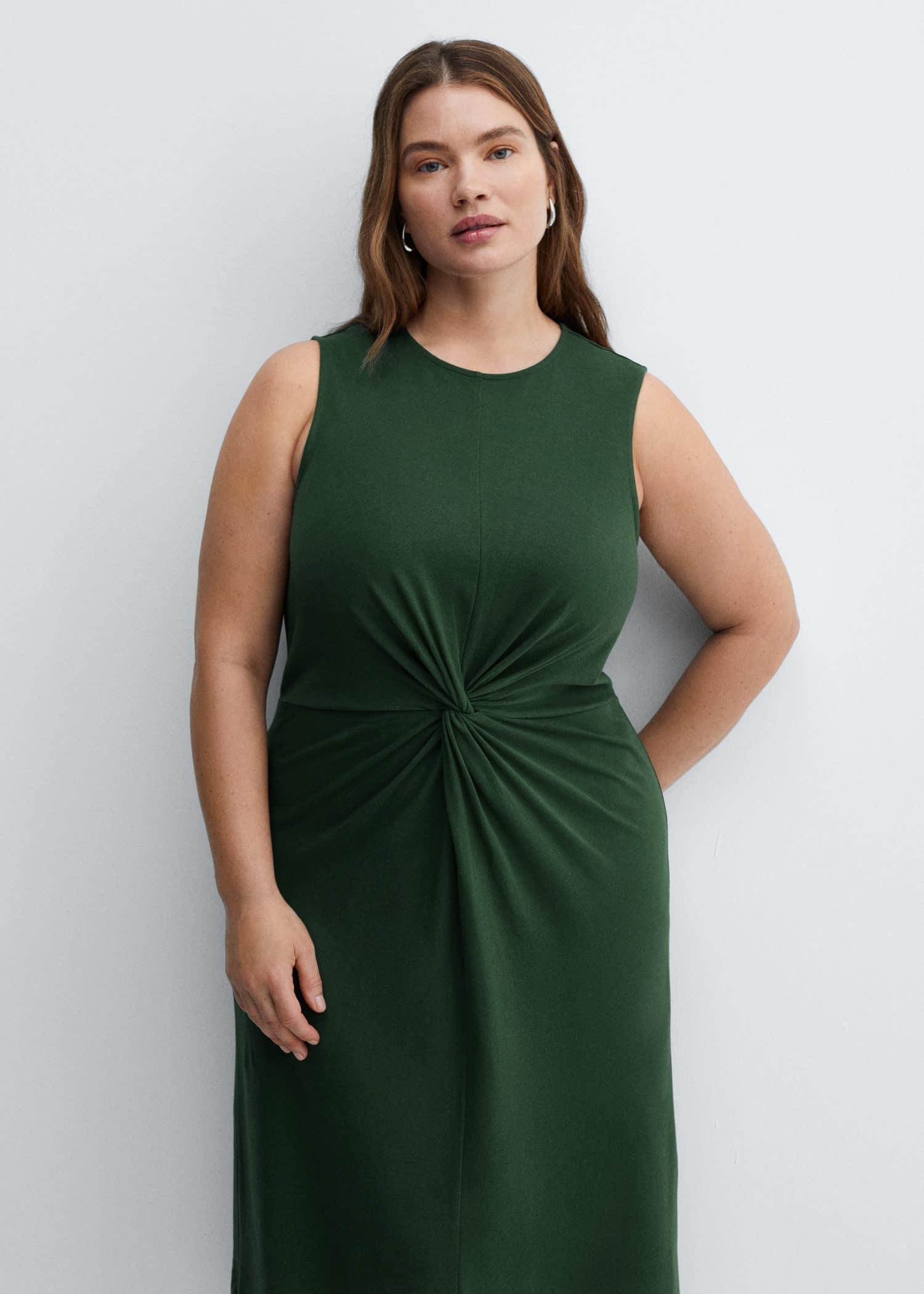 Green Draped Midi-Dress, , large image number 9