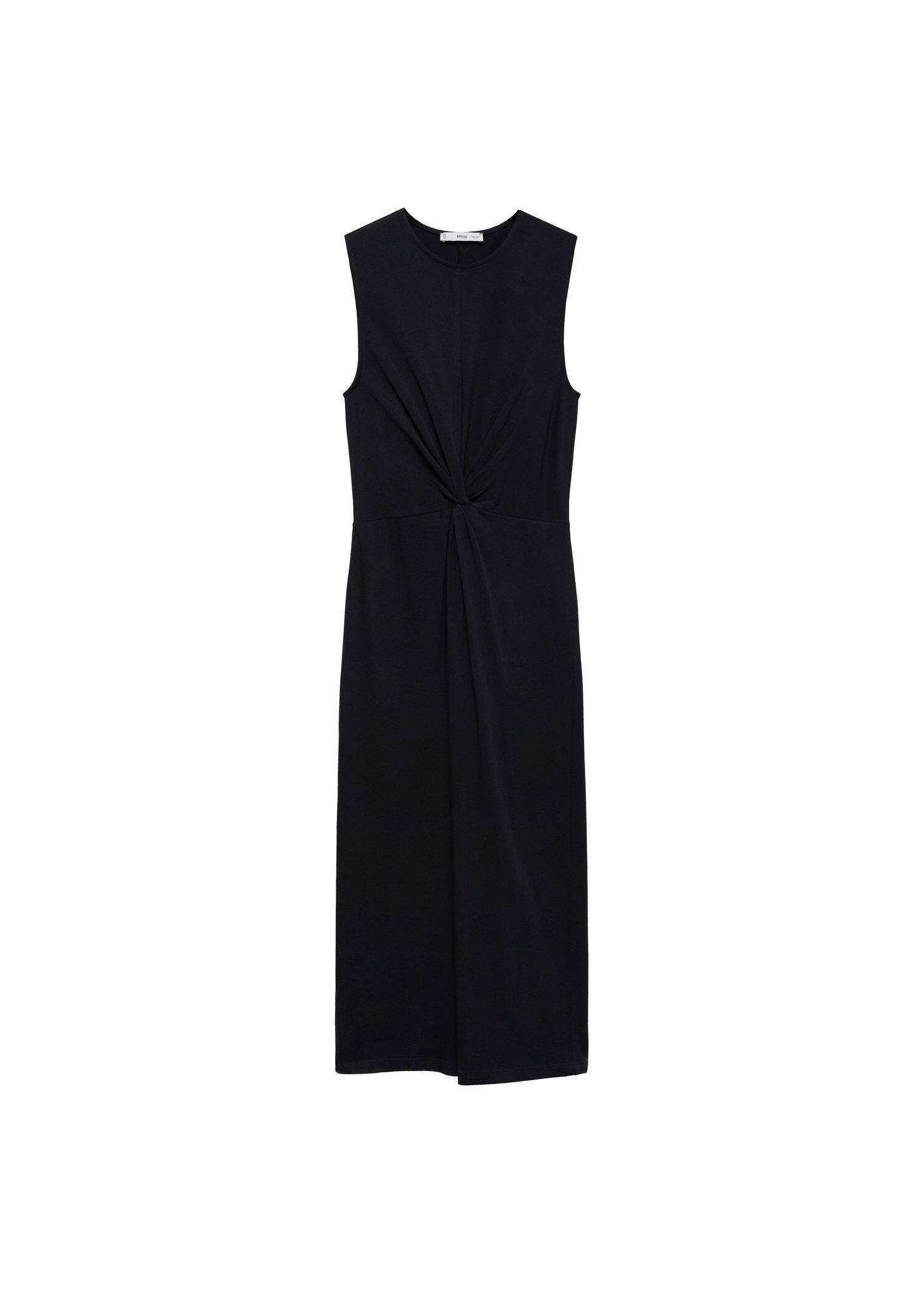 Black Draped Midi-Dress, , large image number 3