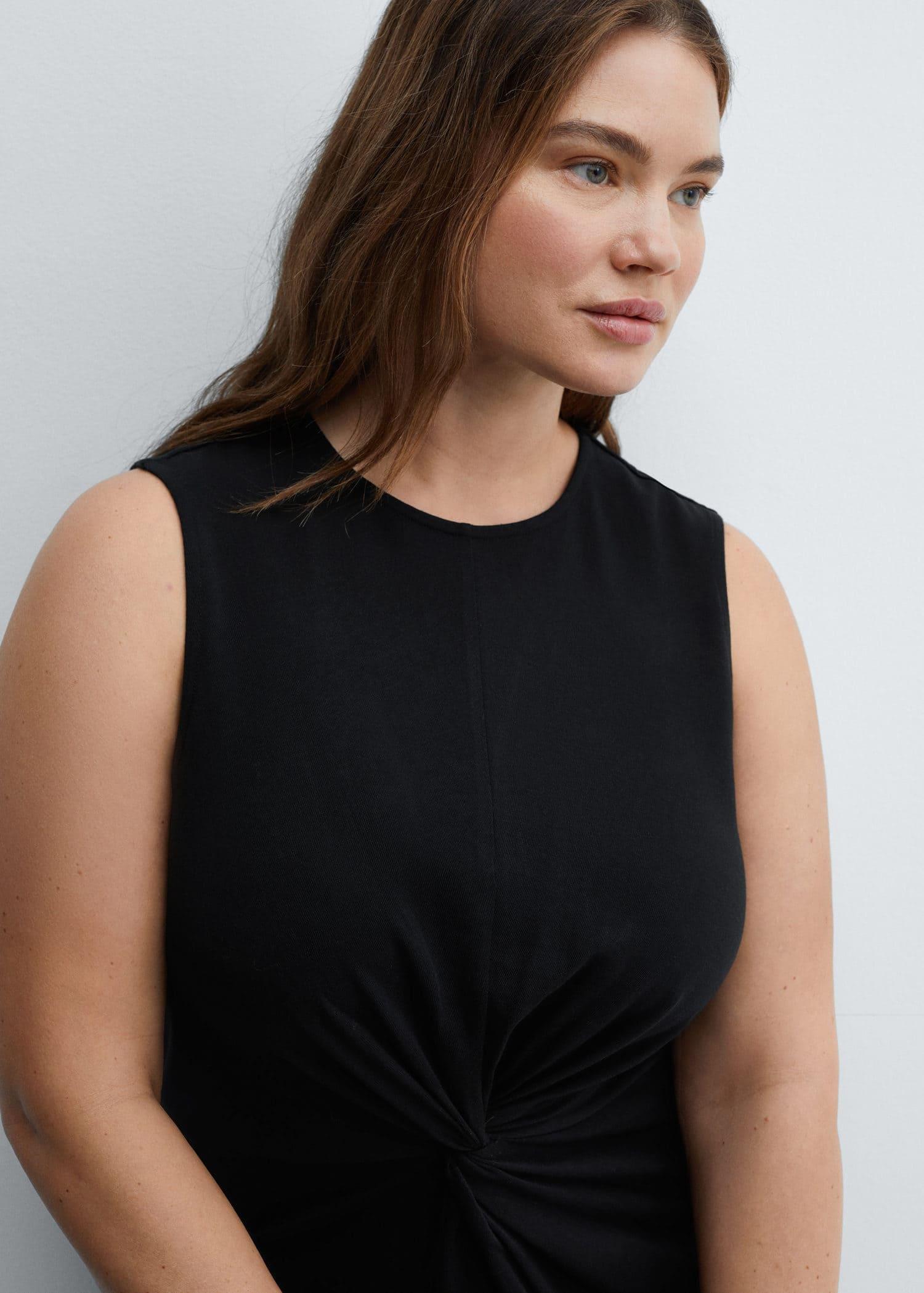 Black Draped Midi-Dress, , large image number 4