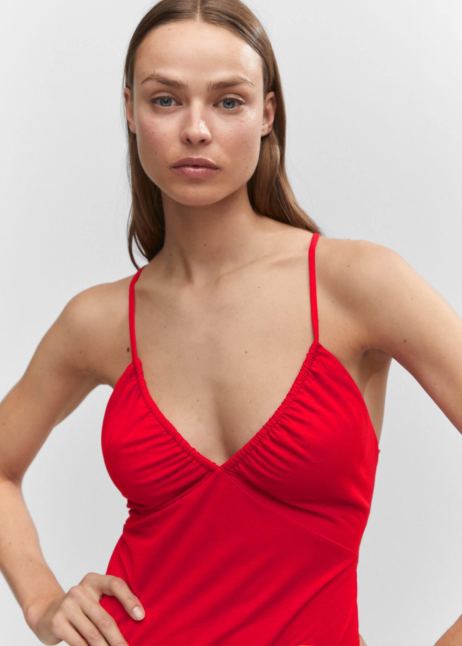 Red Ruched Midi Dress, , large image number 0