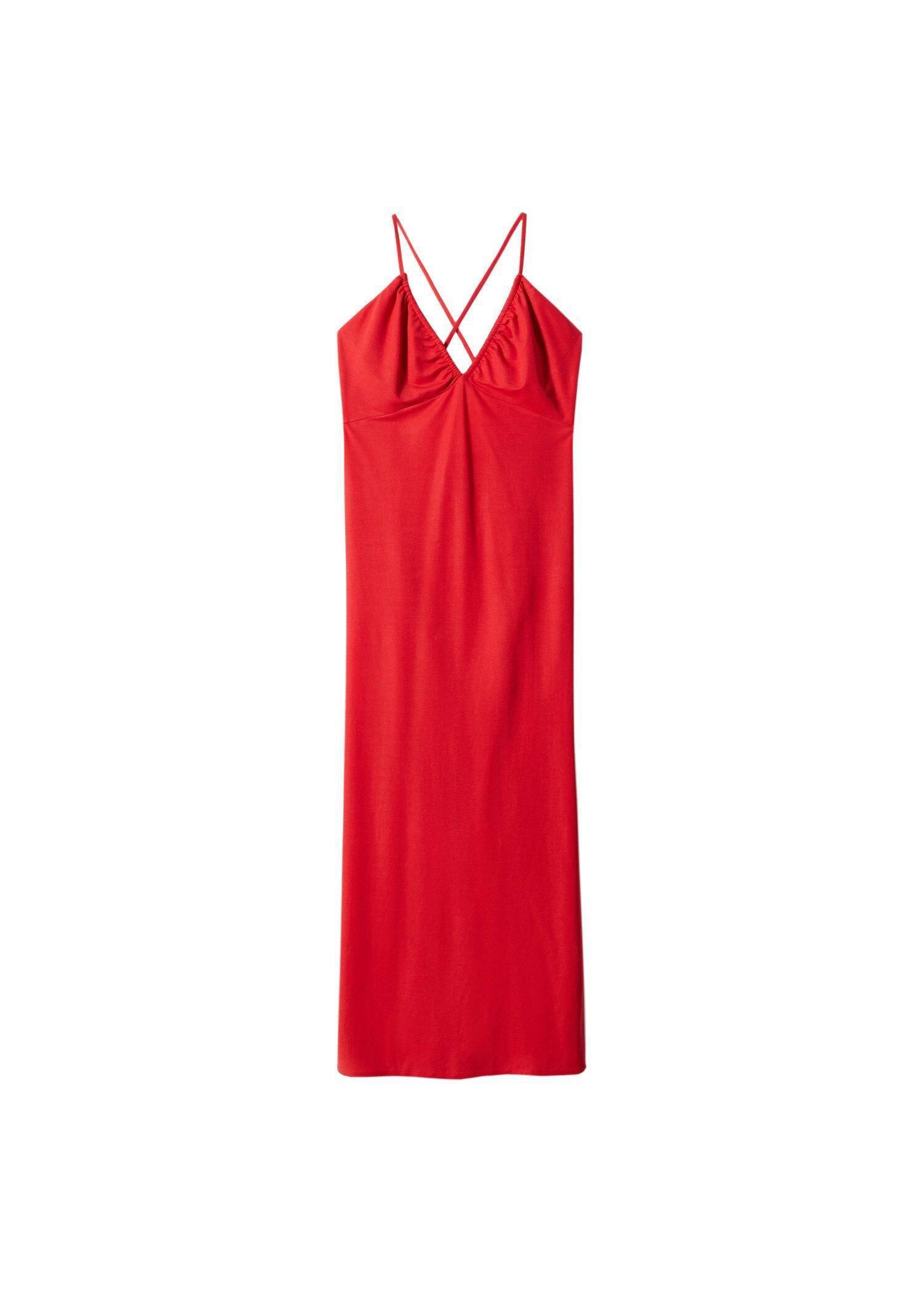 Red Ruched Midi Dress, , large image number 2