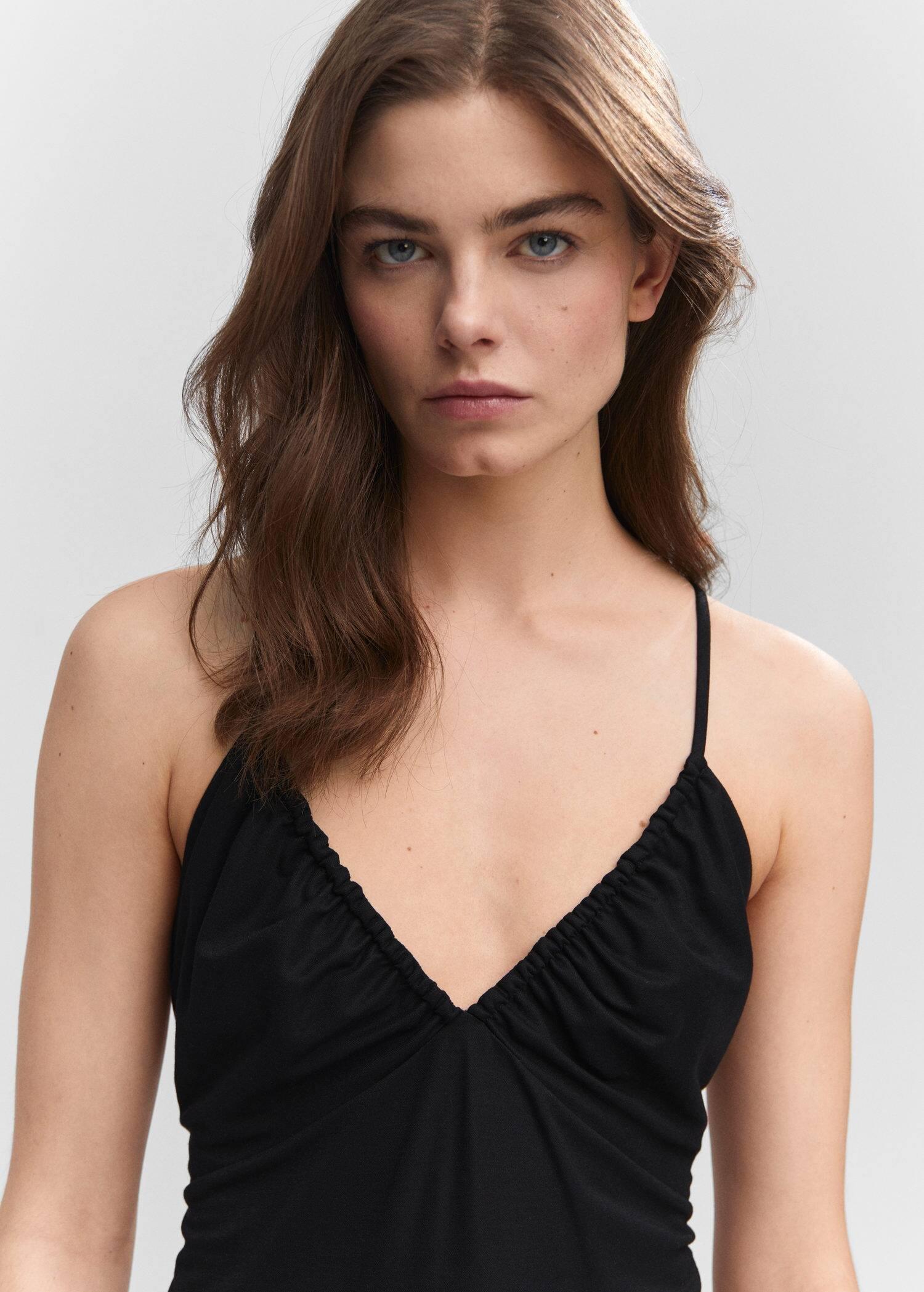 Black Ruched Midi Dress, , large image number 1