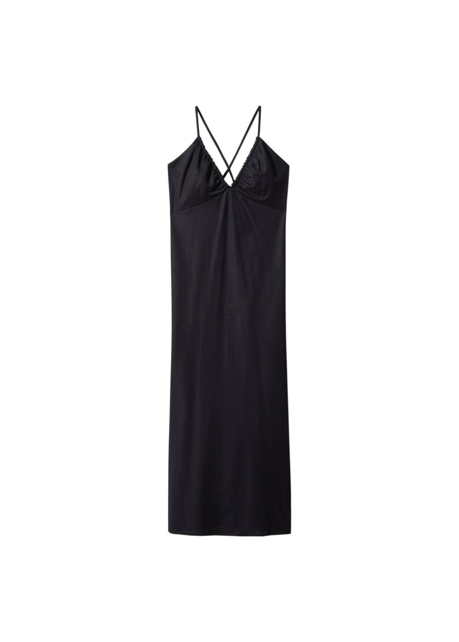 Black Ruched Midi Dress, , large image number 3
