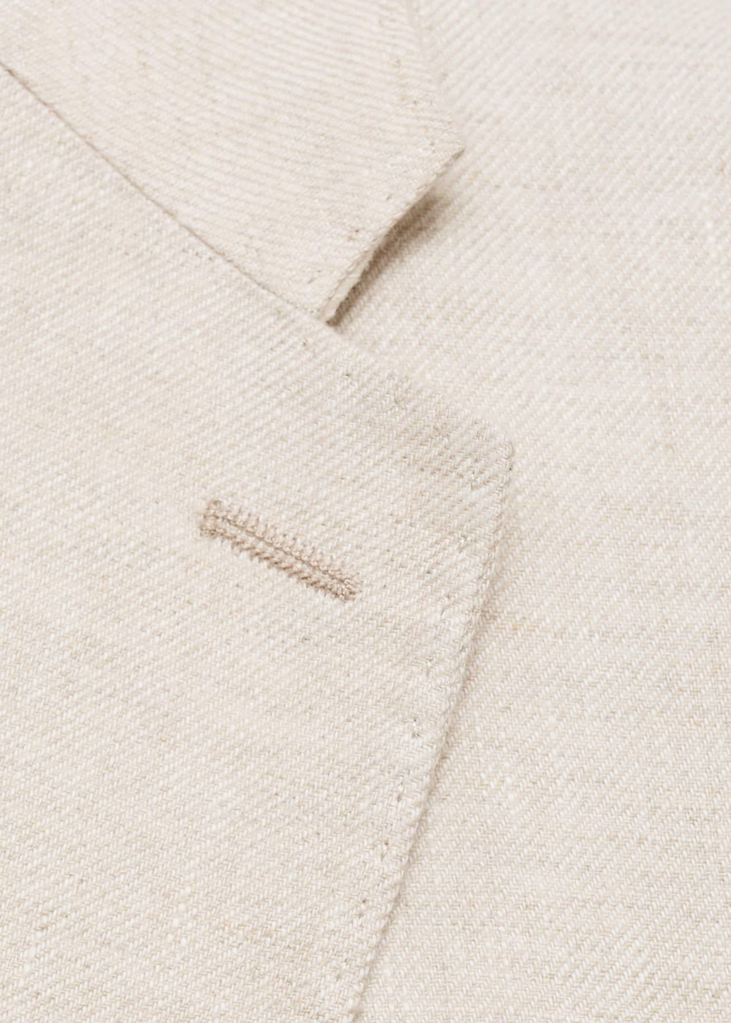 Beige Linen Slim-Fit Suit Jacket, , large image number 7