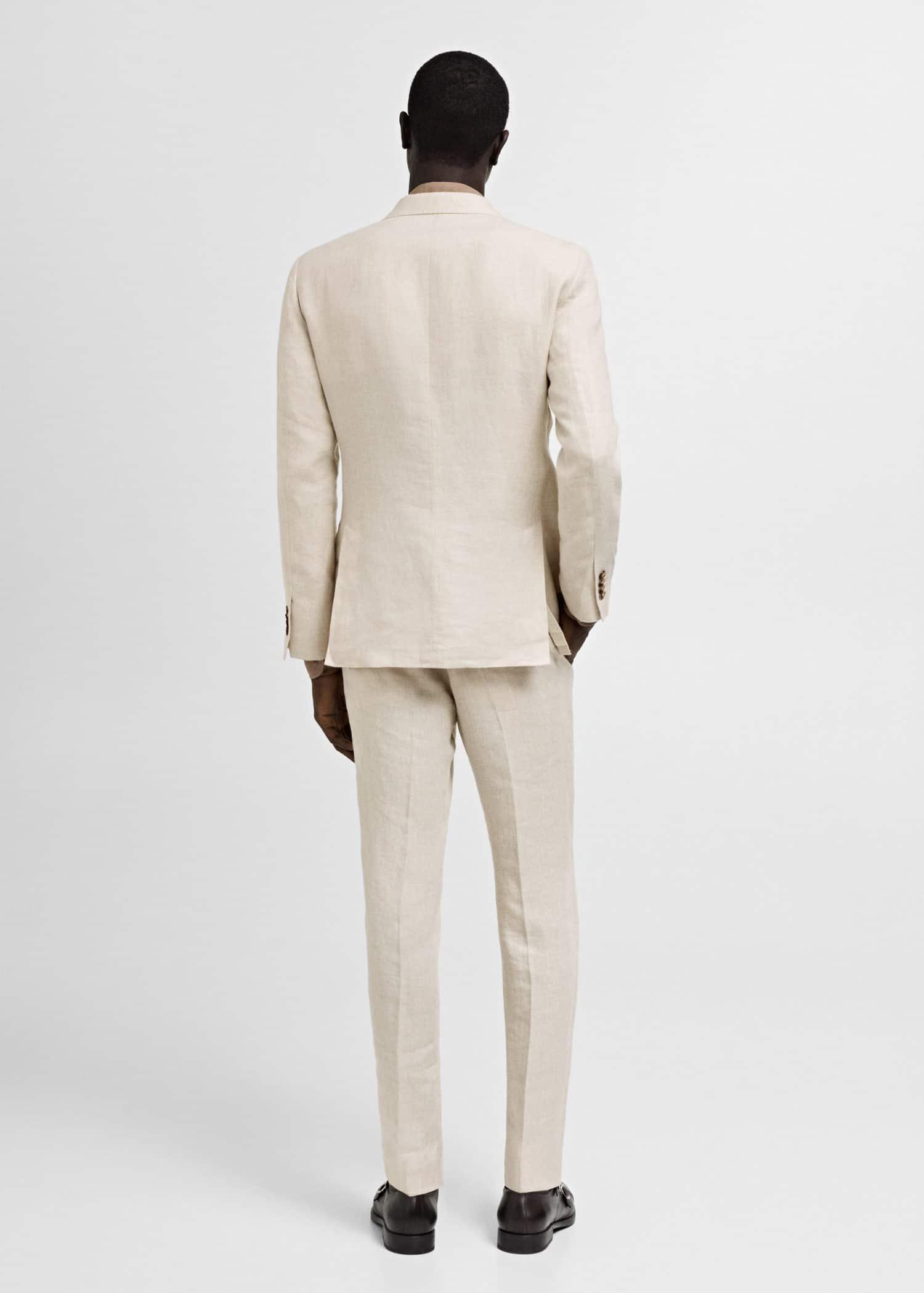 Beige Linen Slim-Fit Suit Jacket, , large image number 8