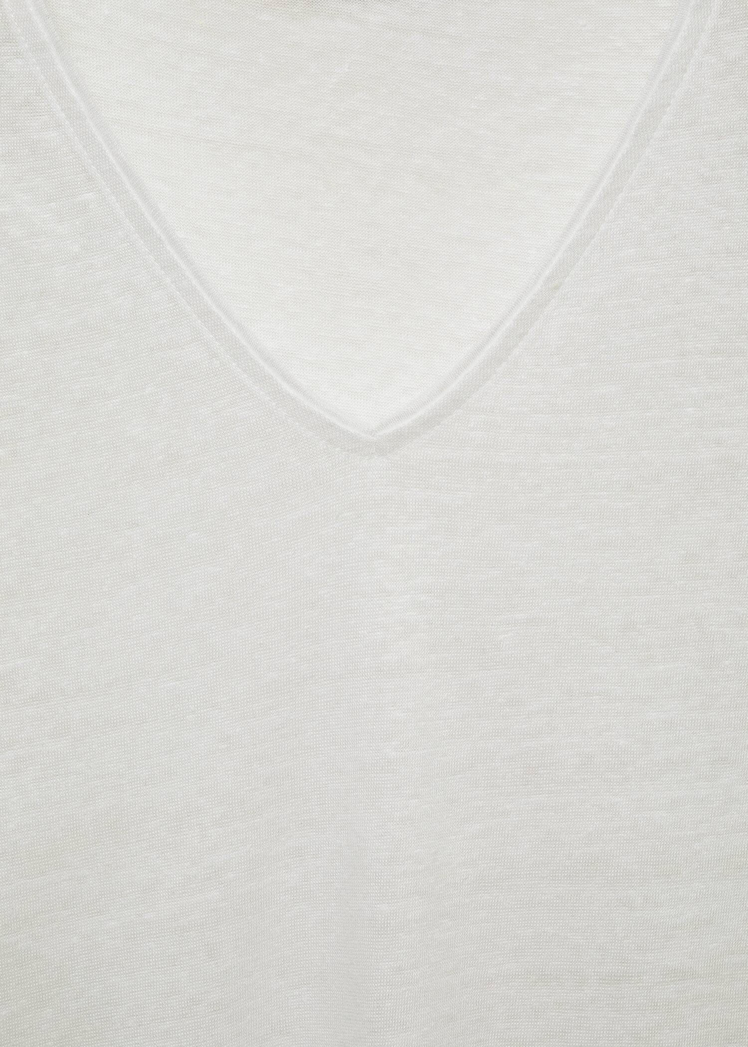 White Short-Sleeved Linen T-Shirt, , large image number 2