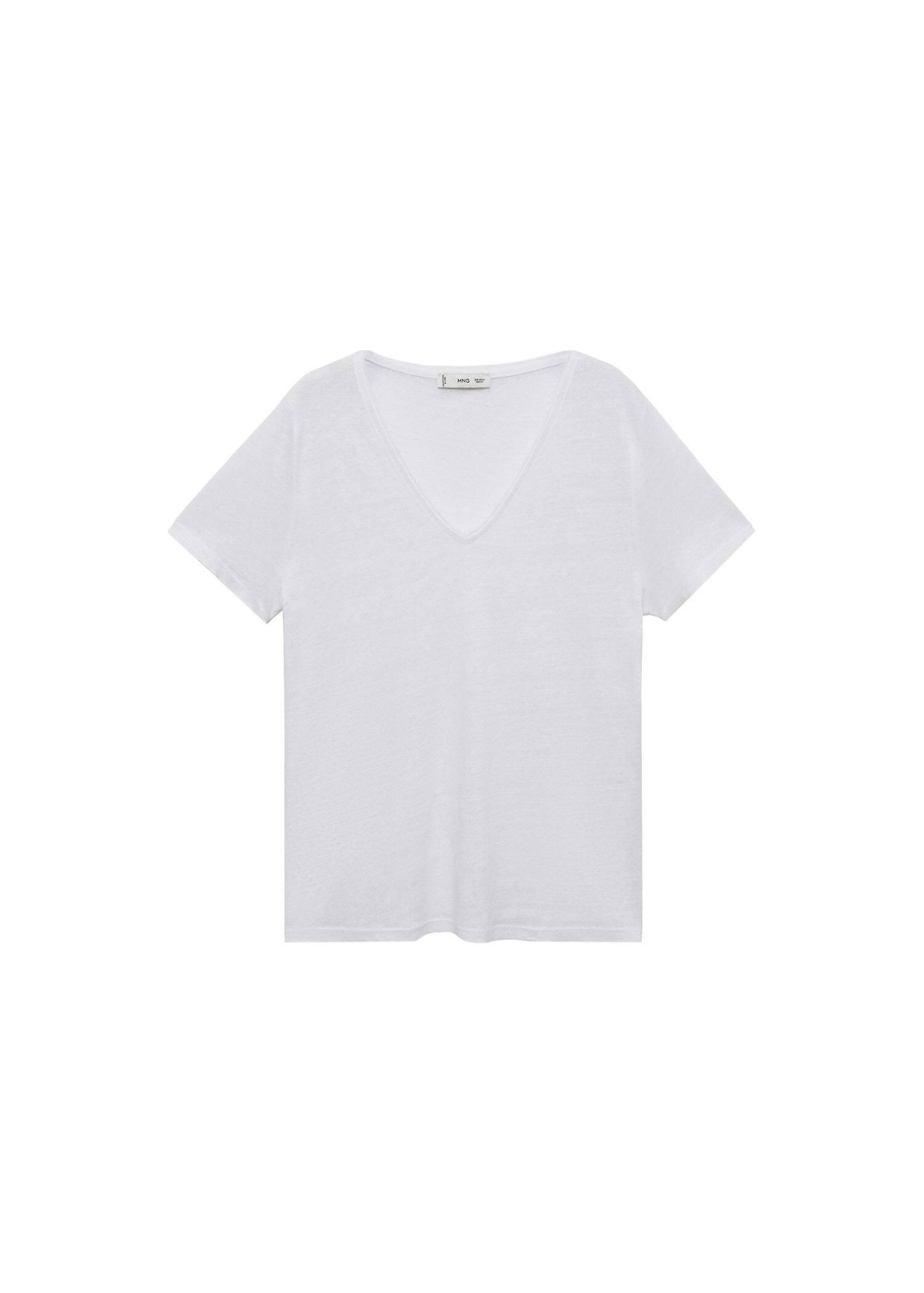 White Short-Sleeved Linen T-Shirt, , large image number 3