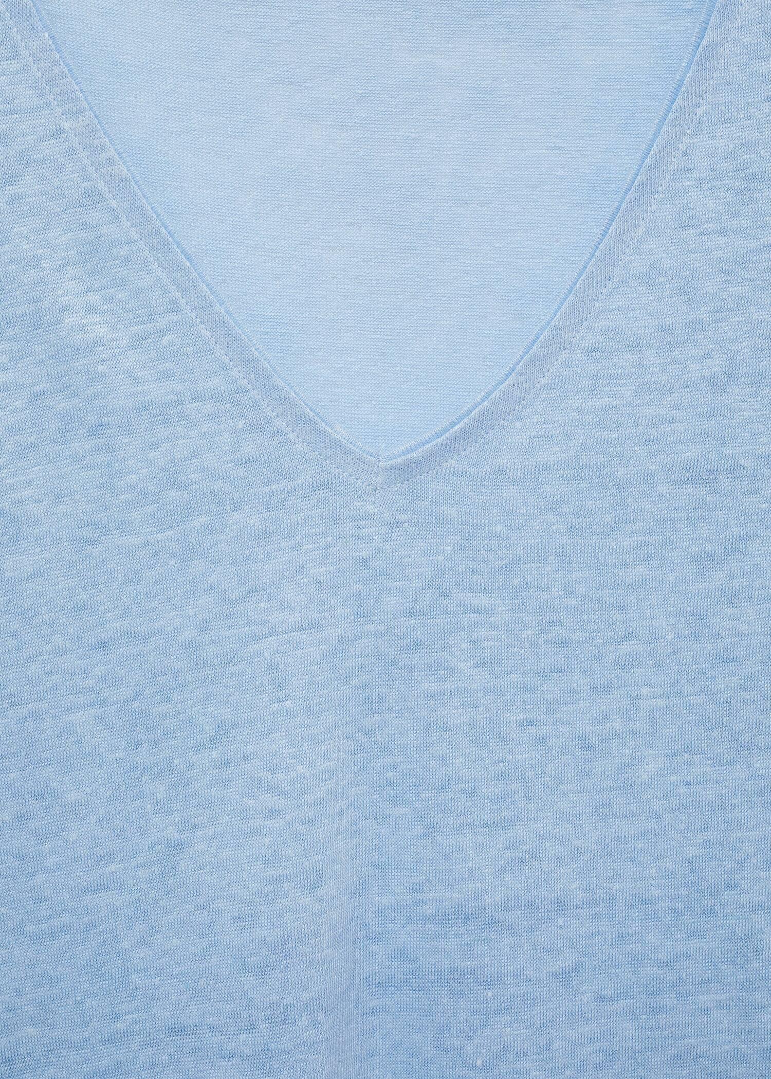 Blue Short-Sleeved Linen T-Shirt, , large image number 2