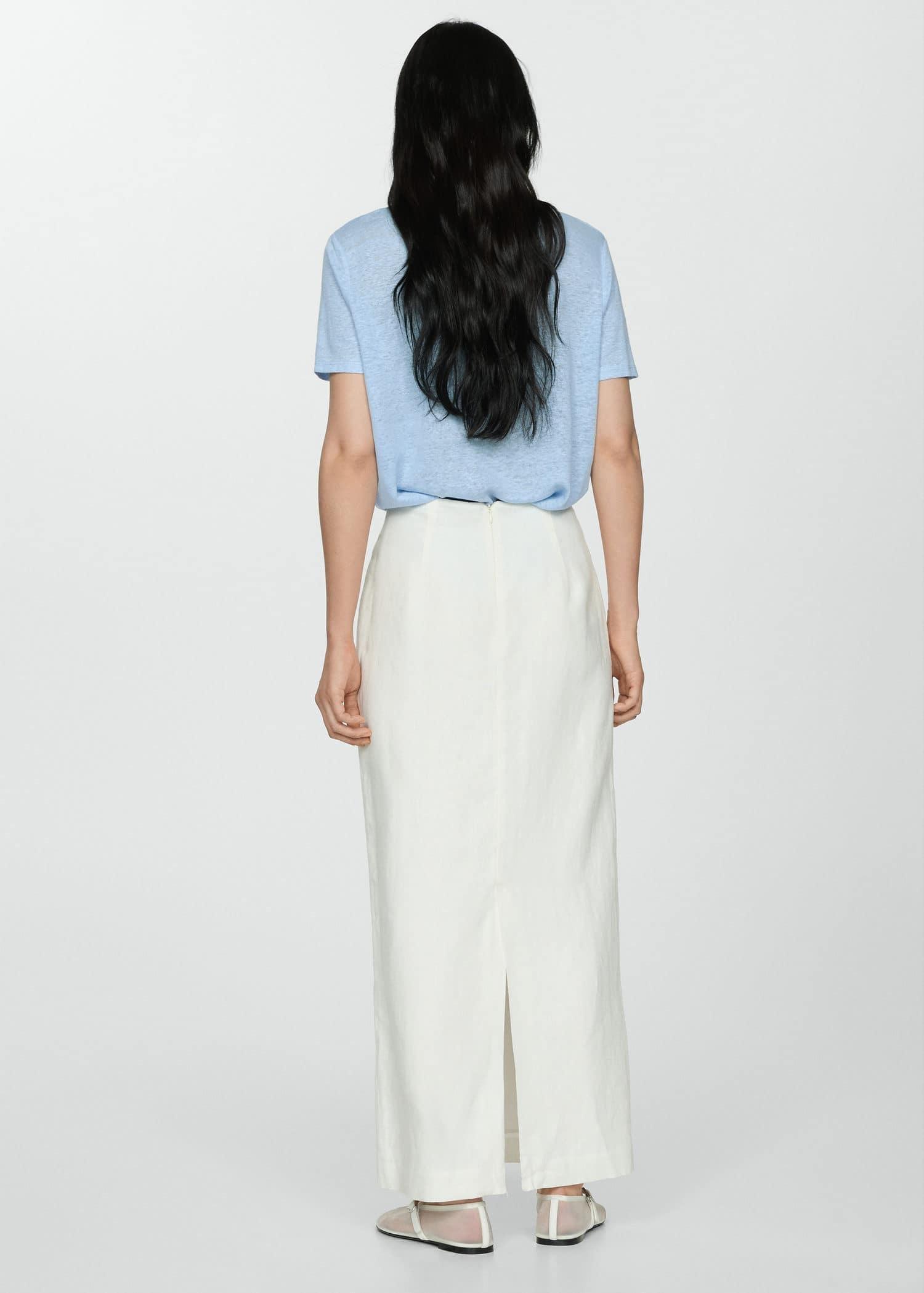 Blue Short-Sleeved Linen T-Shirt, , large image number 4