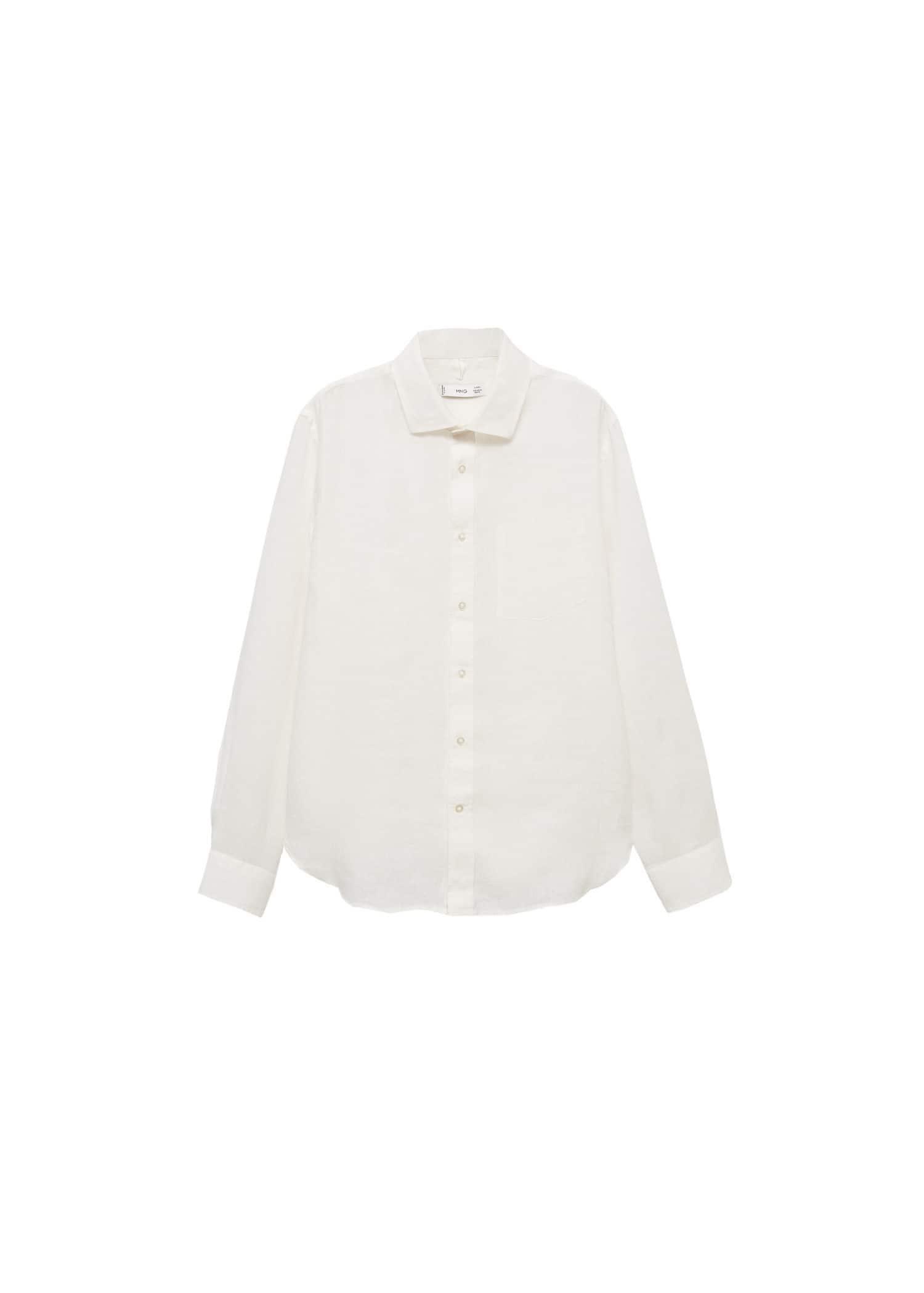 White Classic Fit Linen Shirt, , large image number 3