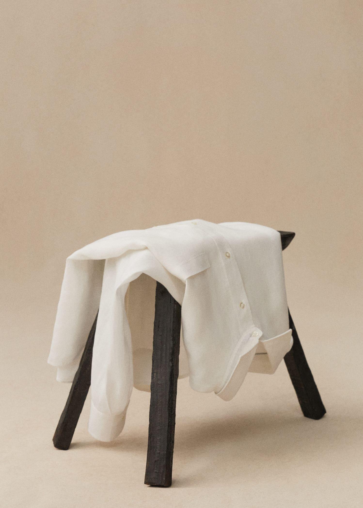 White Classic Fit Linen Shirt, , large image number 4