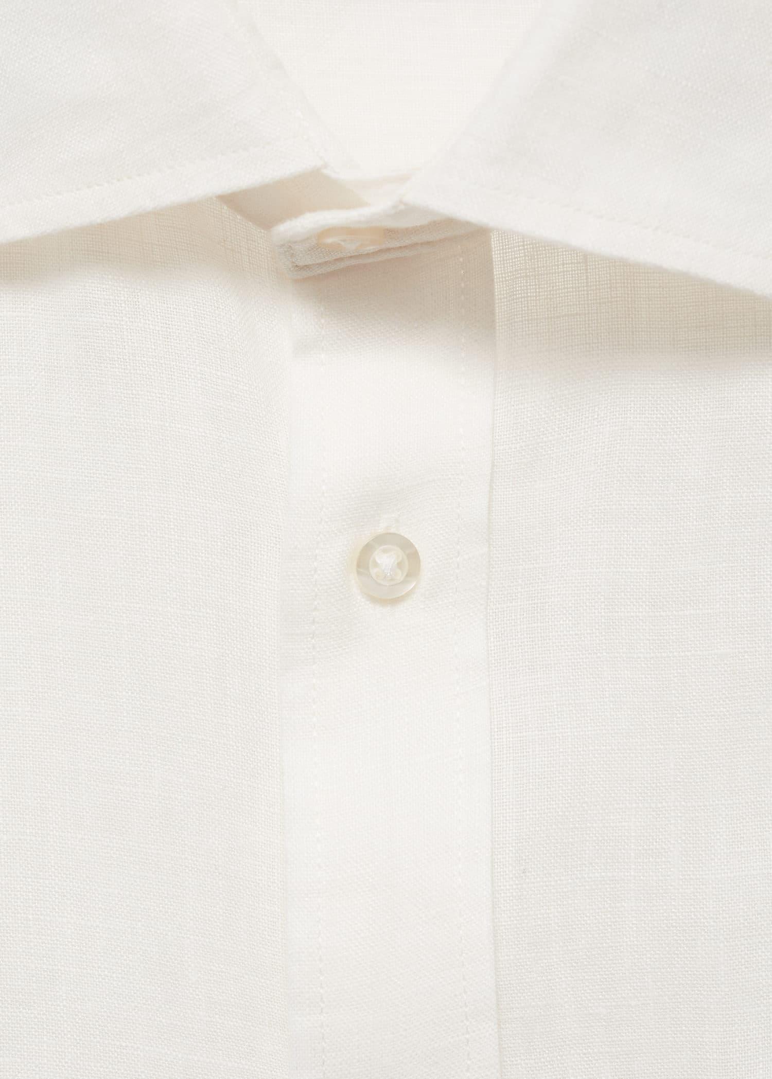 White Classic Fit Linen Shirt, , large image number 5