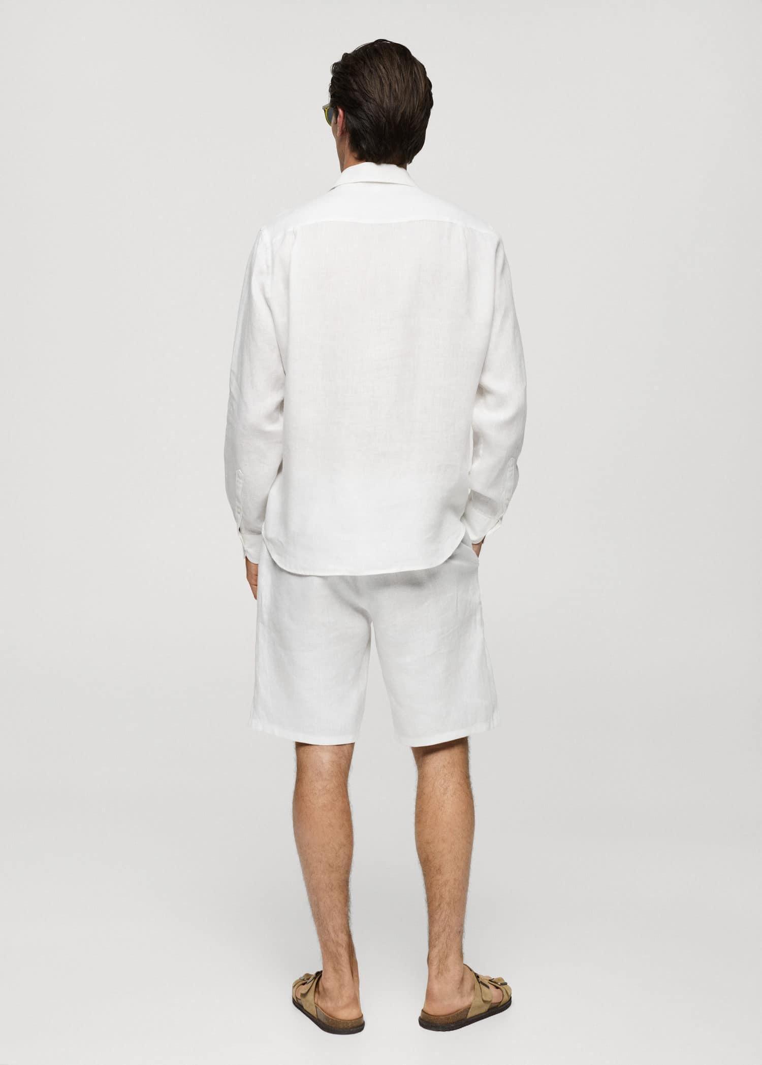 White Classic Fit Linen Shirt, , large image number 6