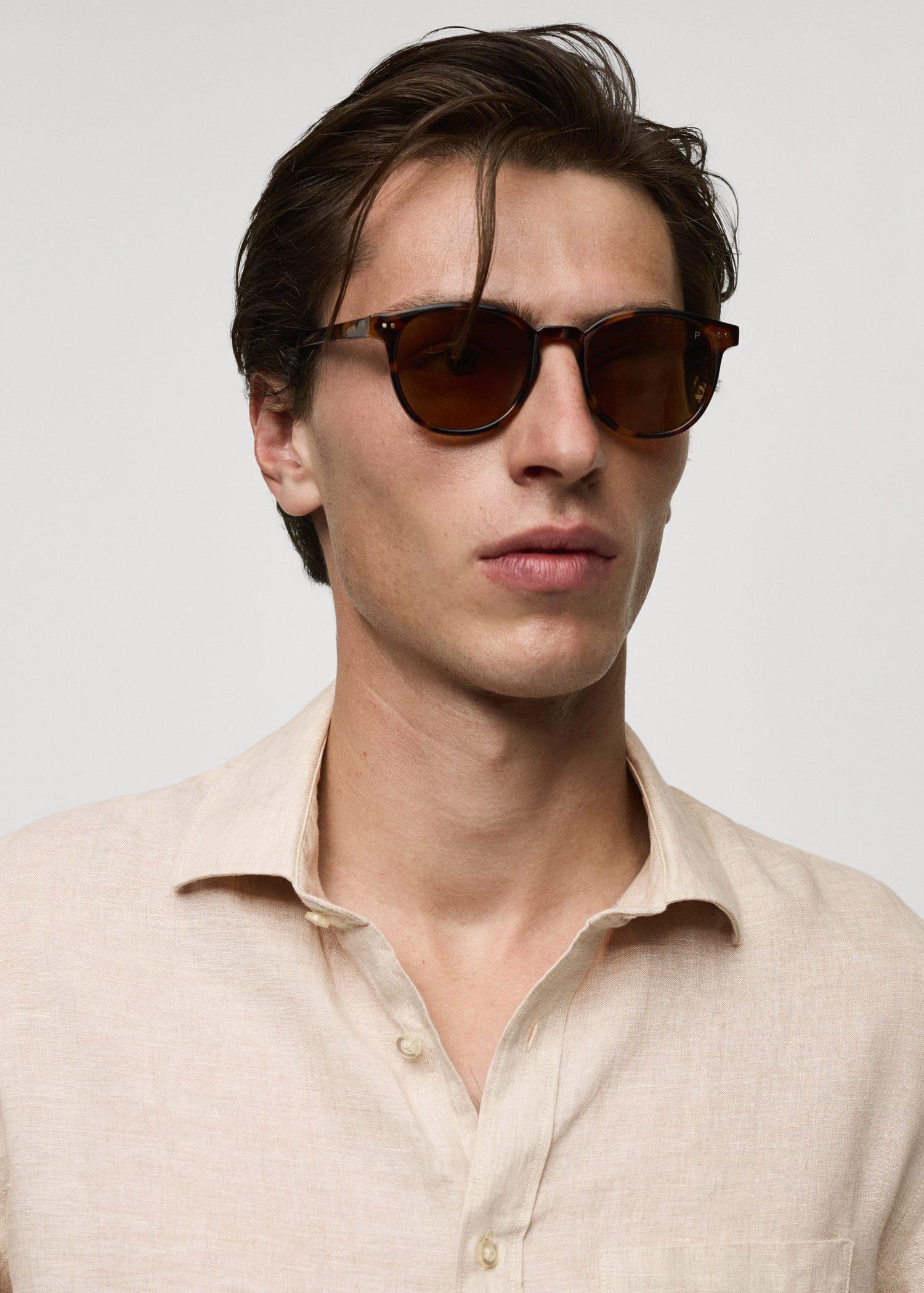 Beige Classic Fit Linen Shirt, , large image number 1