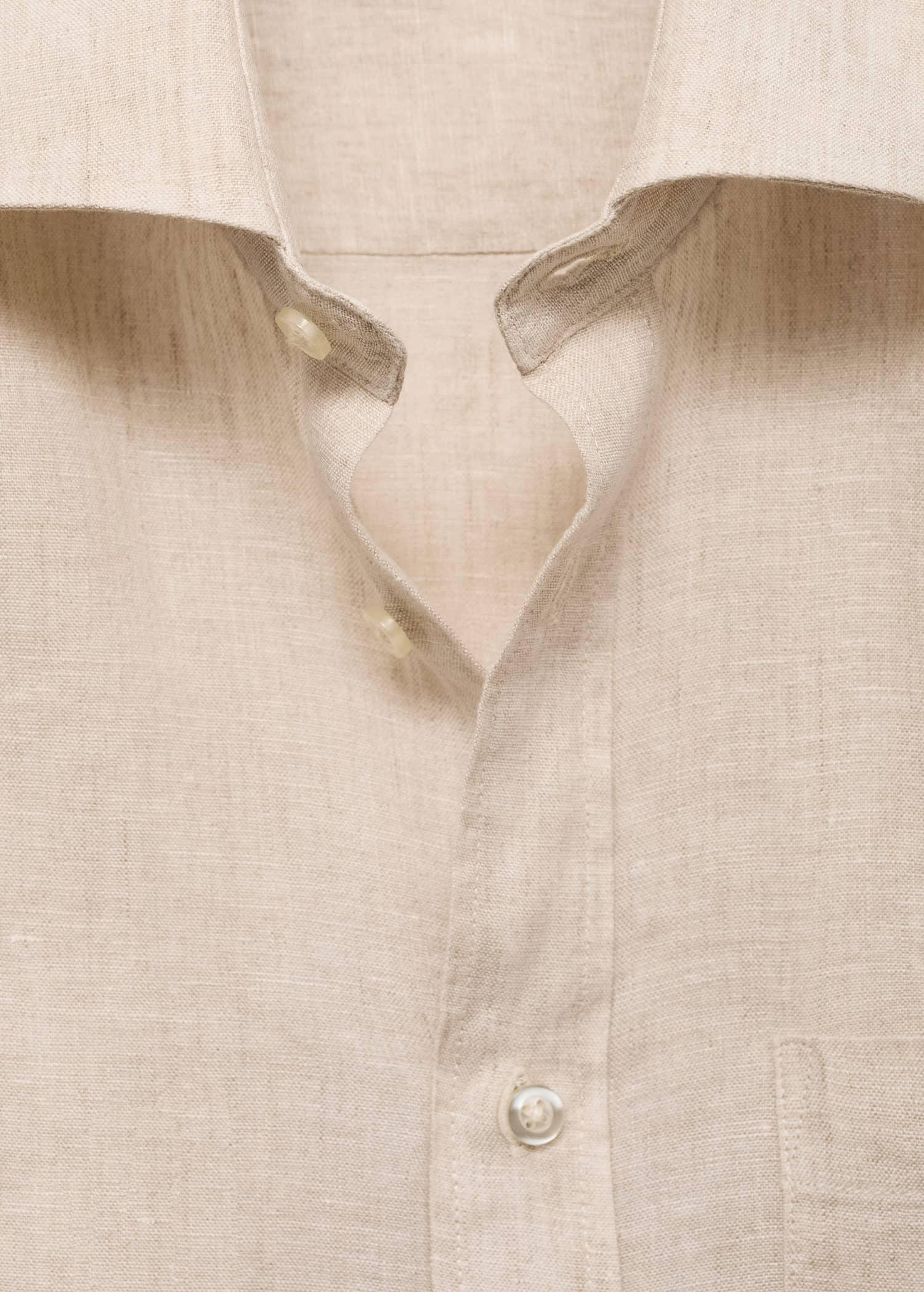 Beige Classic Fit Linen Shirt, , large image number 6