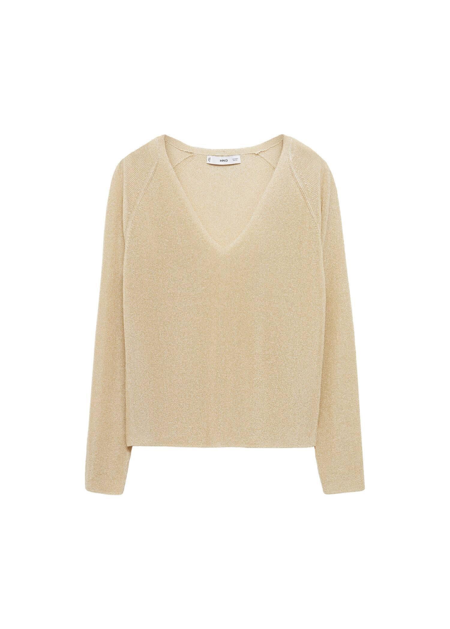 Gold V-Neck Lurex Sweater, , large image number 4