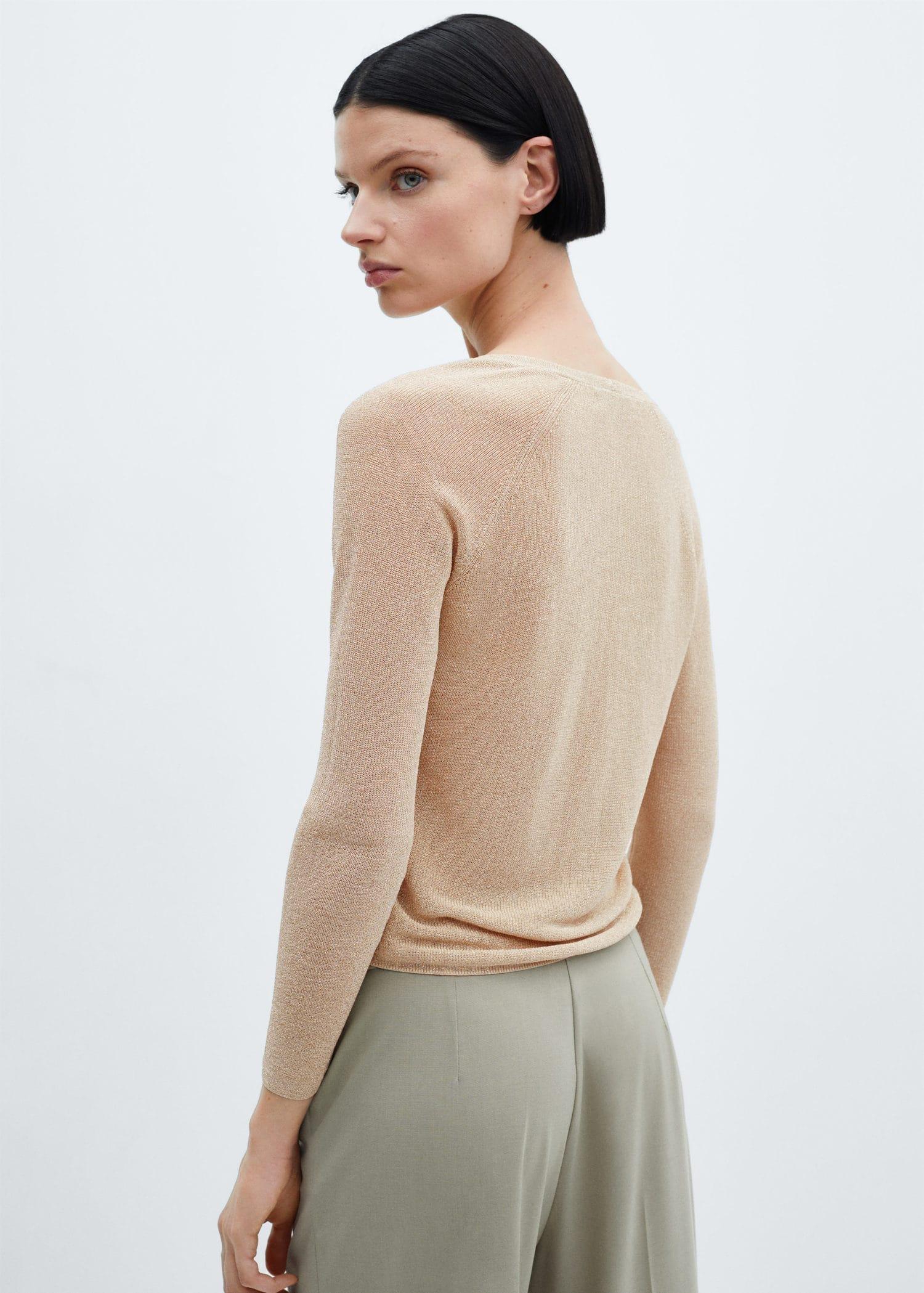 Gold V-Neck Lurex Sweater, , large image number 5