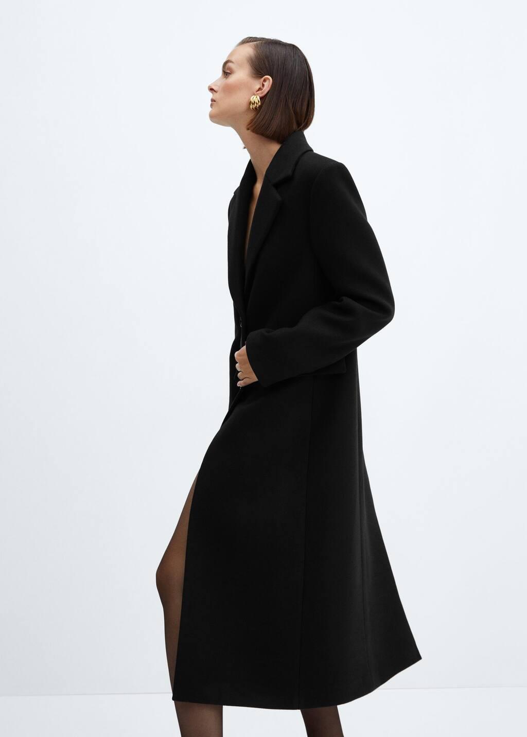 Black Structured Wool Coat, , large image number 1