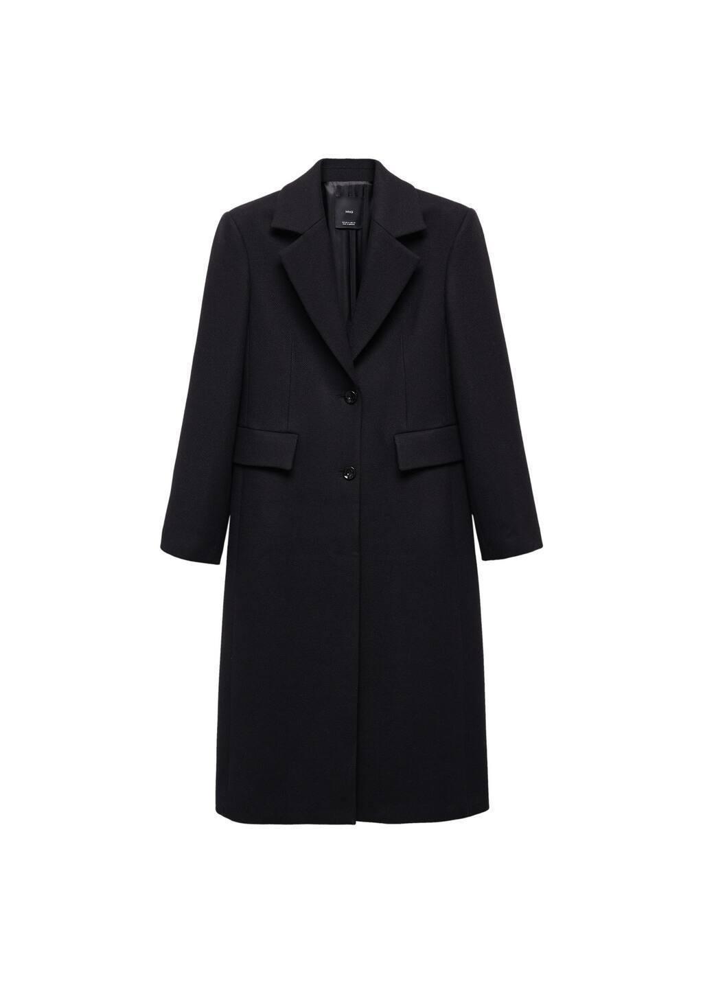 Black Structured Wool Coat, , large image number 3