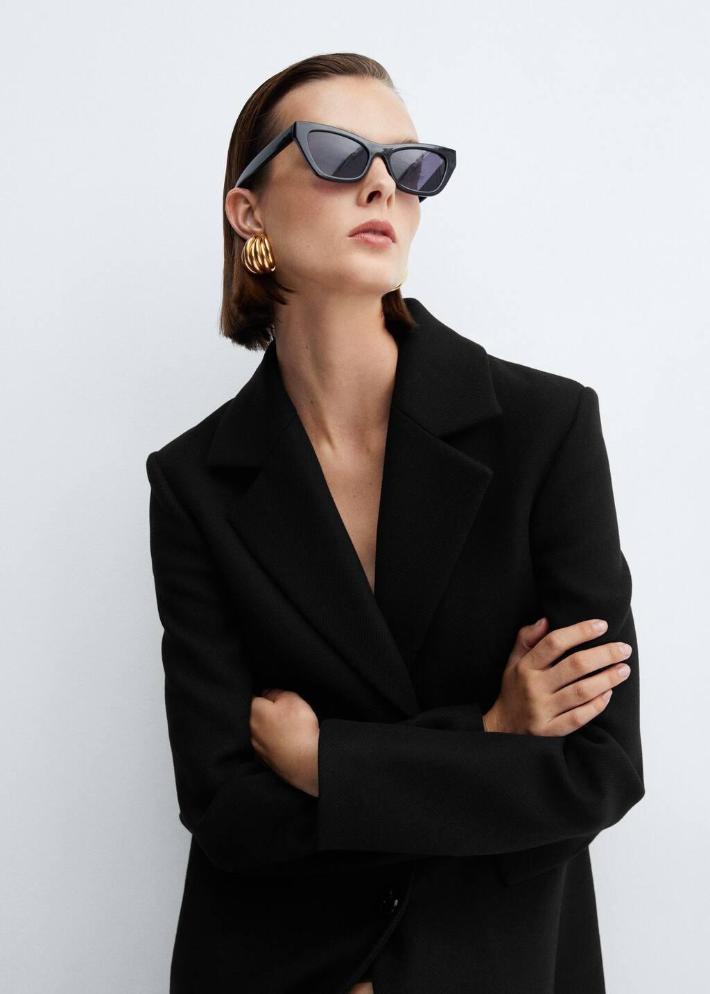 Black Structured Wool Coat, , large image number 4