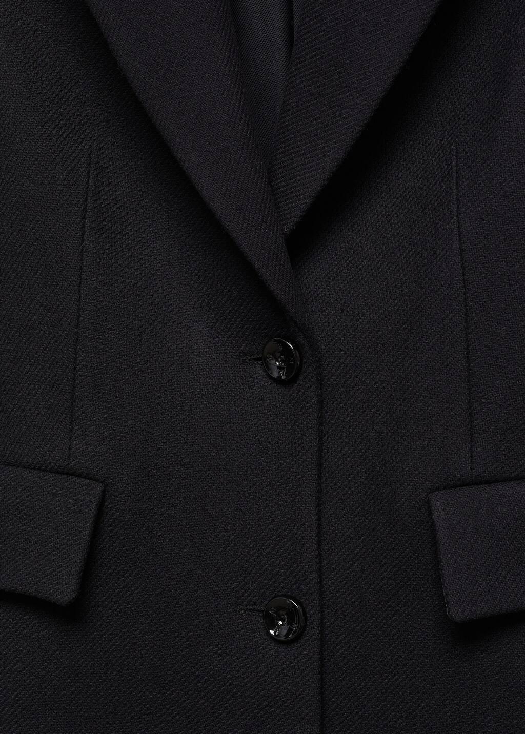 Black Structured Wool Coat, , large image number 5